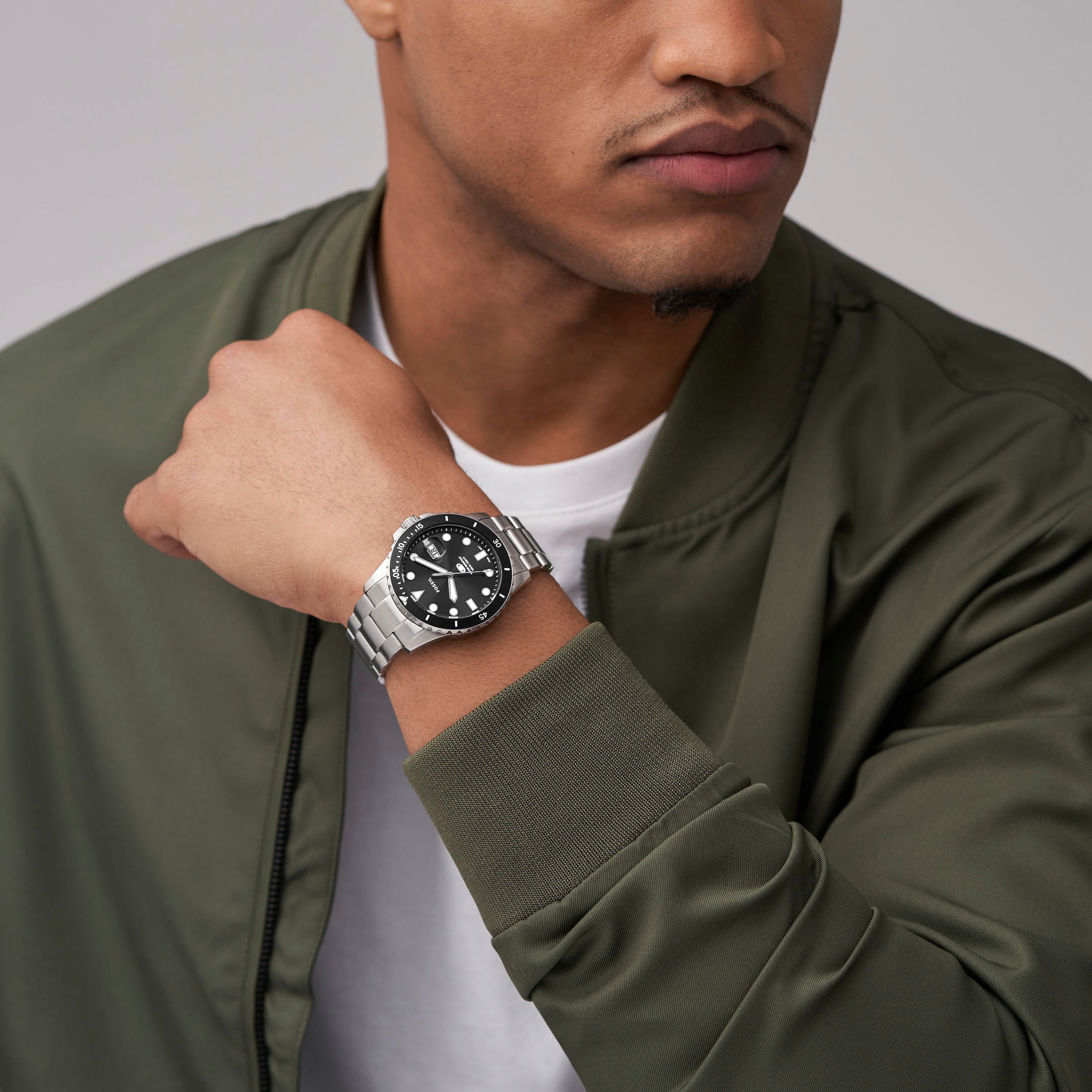 Fossil Quarzuhr »FOSSIL BLUE«, Armbanduhr, Herrenuhr, Edelstahlarmband, analog, Tag, 2. Zeitzone