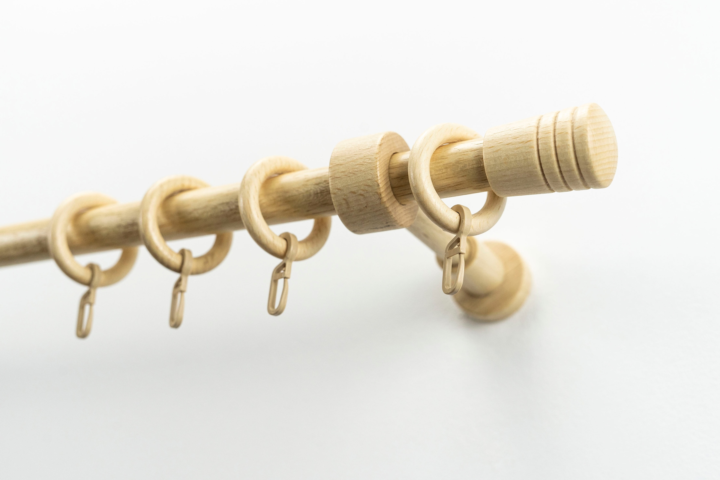 GARESA Gardinenstange »Sandri Vollrund, Endknopf Verus« 1 läufig-läufig Wunschmaßlänge Vorhanggarnitur aus Holz, verlängerbar, mit Ringe