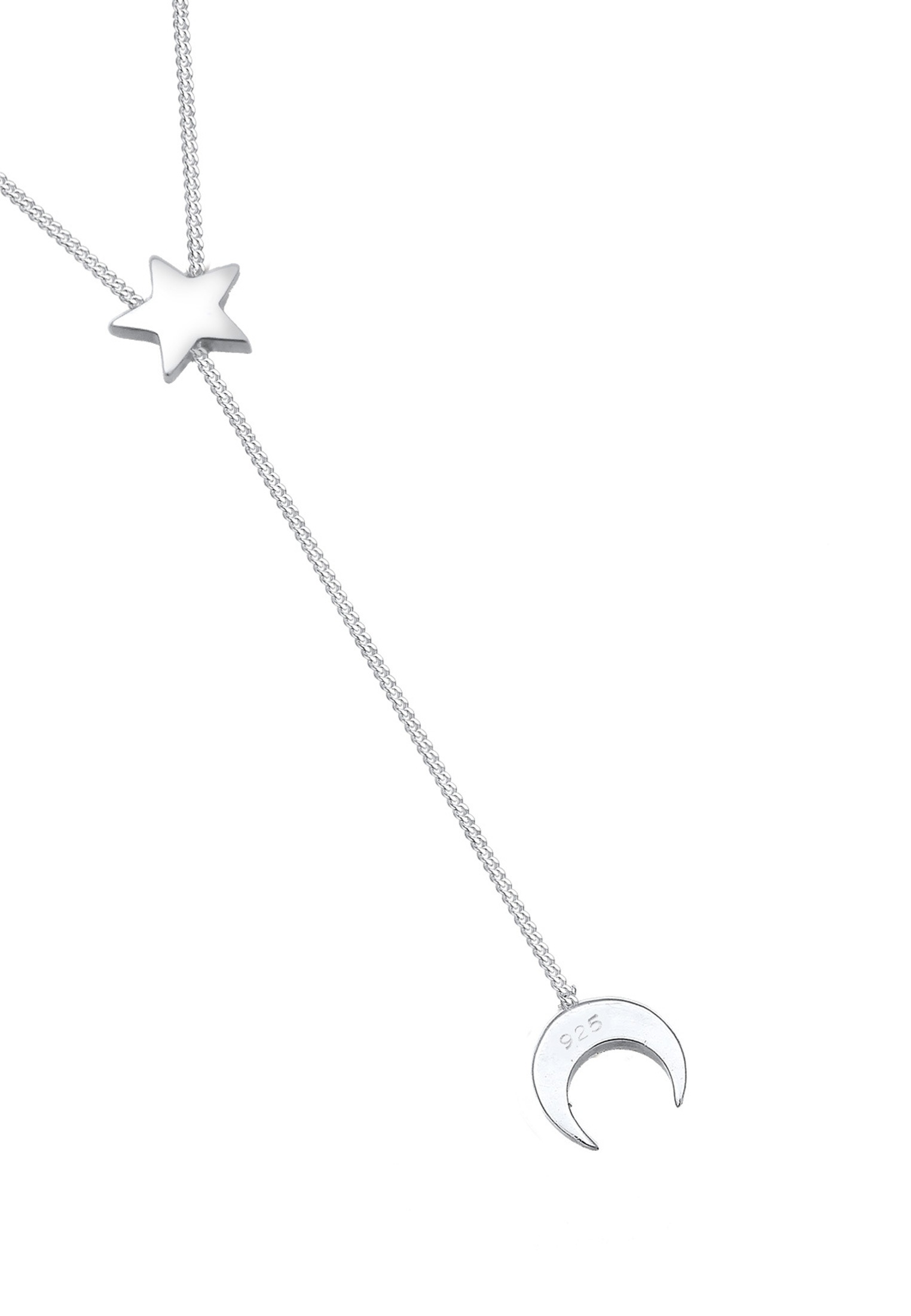 Elli Silberkette »Halskette Halbmond Stern Kristalle 925 Sterling Silber«