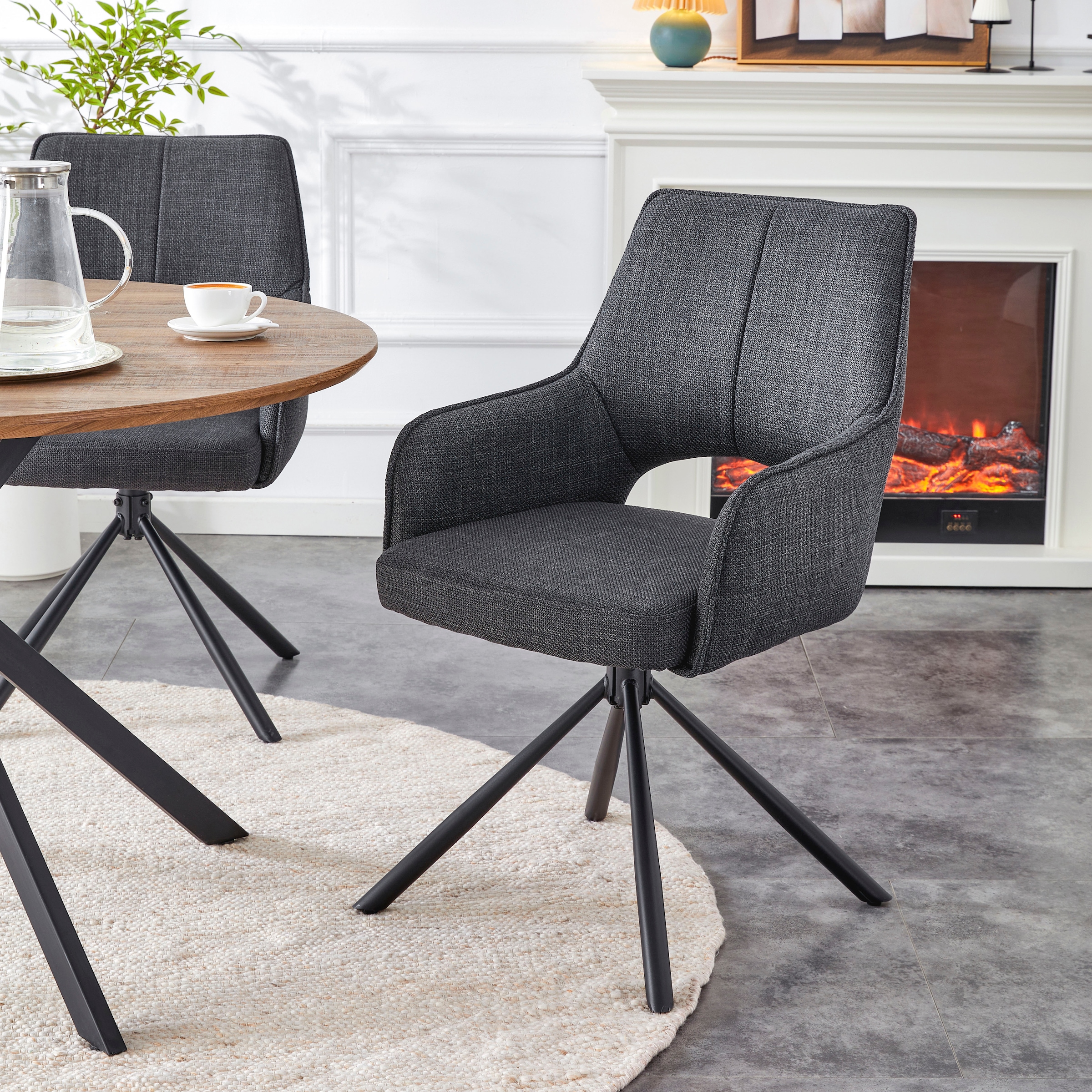 Home affaire Drehstuhl »BELLEVILLE, 2er Set, mit Metallgestell in matt schwarz« (Set) 2 Stk.