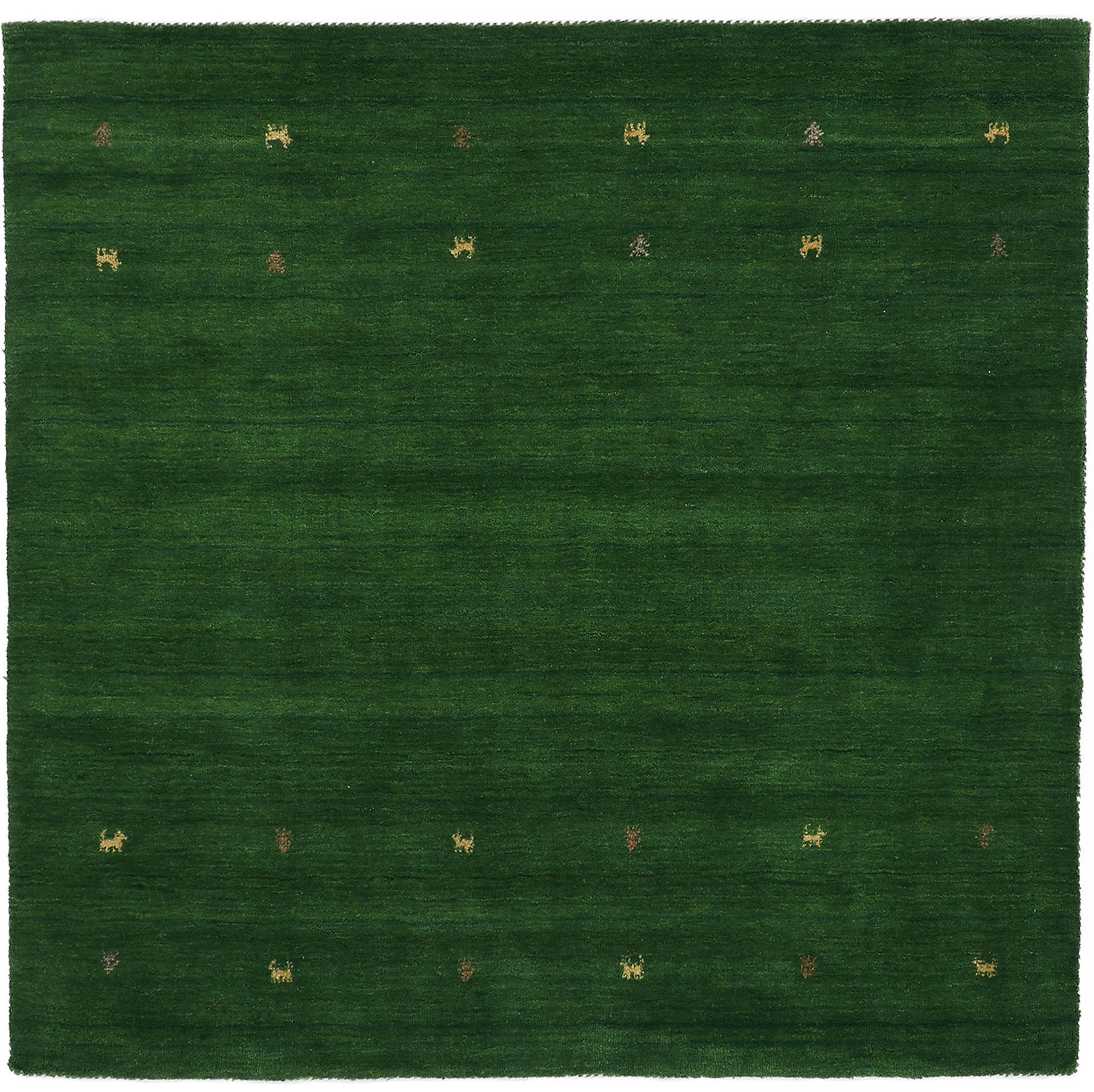 carpetfine Wollteppich »Gabbeh-Uni«, quadratisch, 15 mm Höhe, reine Wolle, handgewebt, Gabbeh Loom Tiermotiv, Sonderform Quadrat