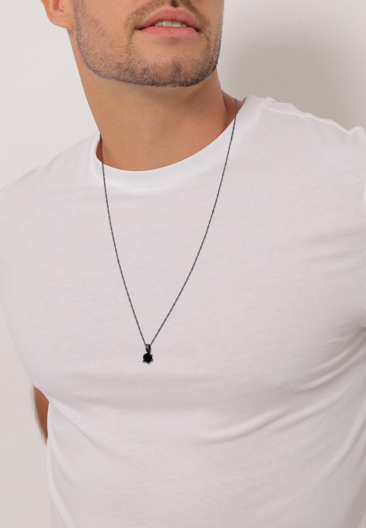 Kuzzoi Kette mit Anhänger »Halskette Anhänger Glas Kristalle Schwarz 925 Sterling Silber«