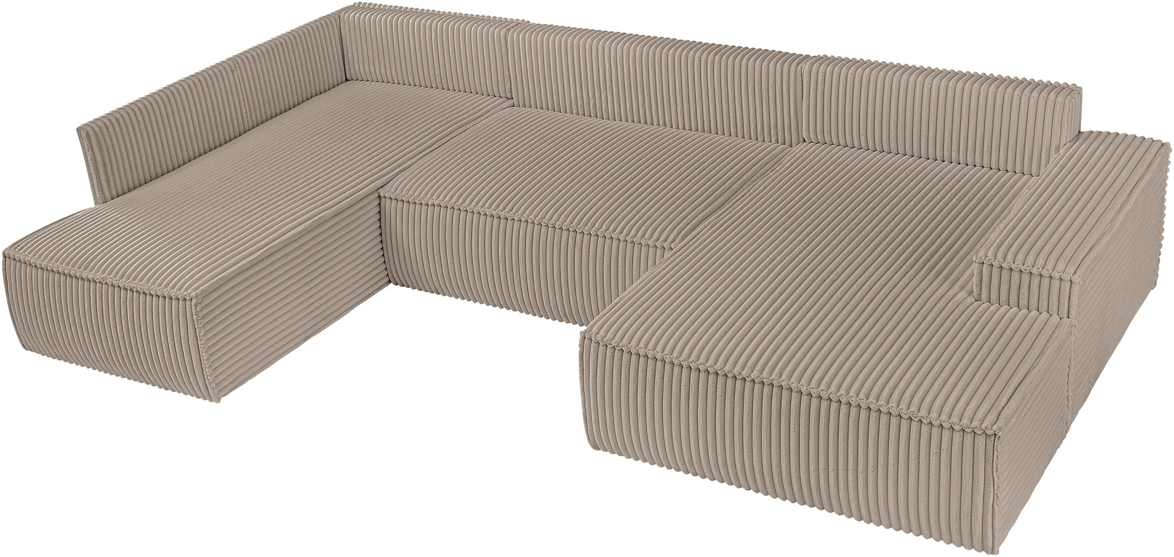 OTTO home Wohnlandschaft »FINNLEY U-Form XXL 329 cm - OTTO. Verlässliche Qualität.« Schlafsofa, Bettkasten, in Bouclé, Struktur fein und Mega Cord