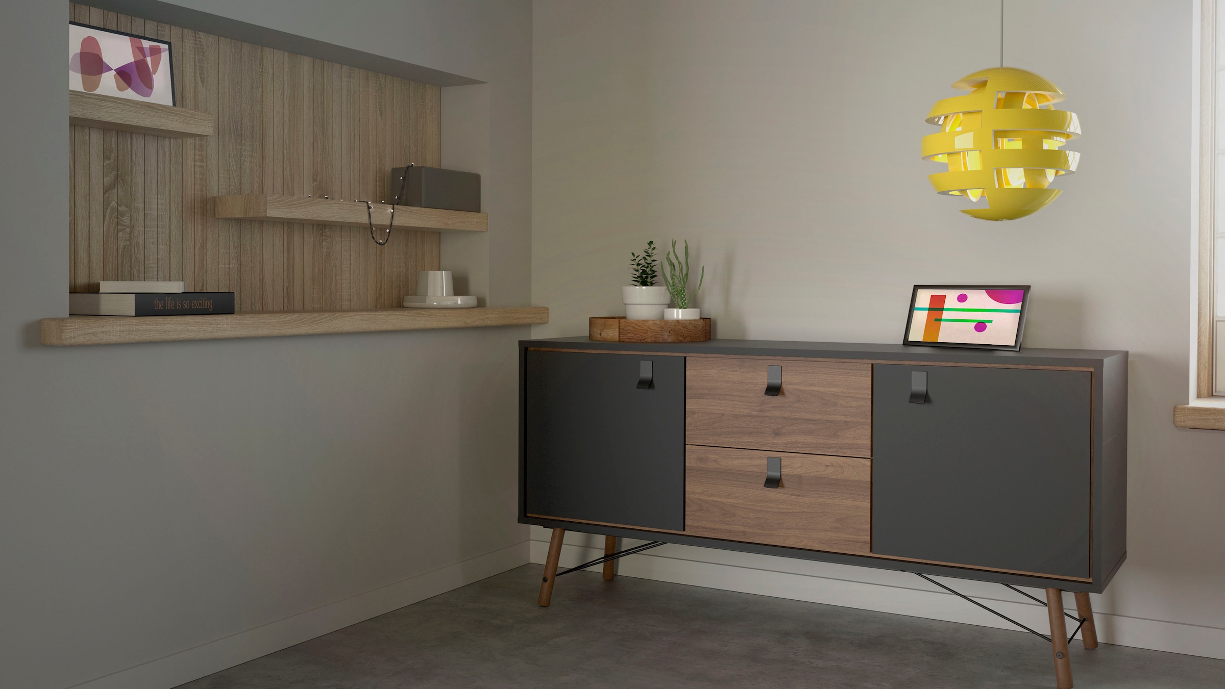andas Sideboard »Ry Aufbewahrung, Schubladenschrank,«, Breite 150 cm, Höhe 72 cm, Kommode mit 2 Türen und 2 Schubläden