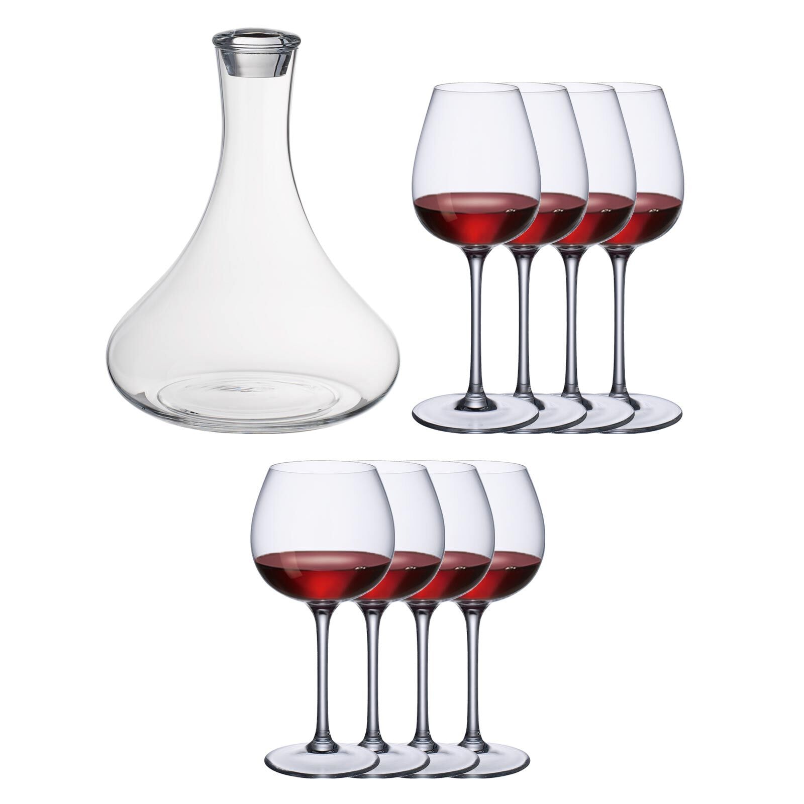 Villeroy & Boch Rotweinglas »Rotweingläser + Karaffe PURISMO WINE 9er Set transparent« Spülmaschinenfest