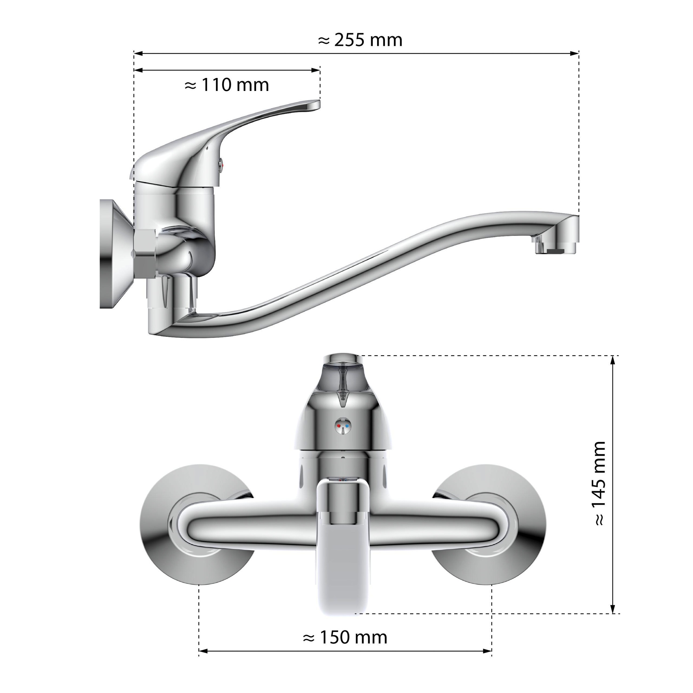 Eisl Spültischarmatur »EUROPA« Küchenarmatur für Wandmontage Chrom