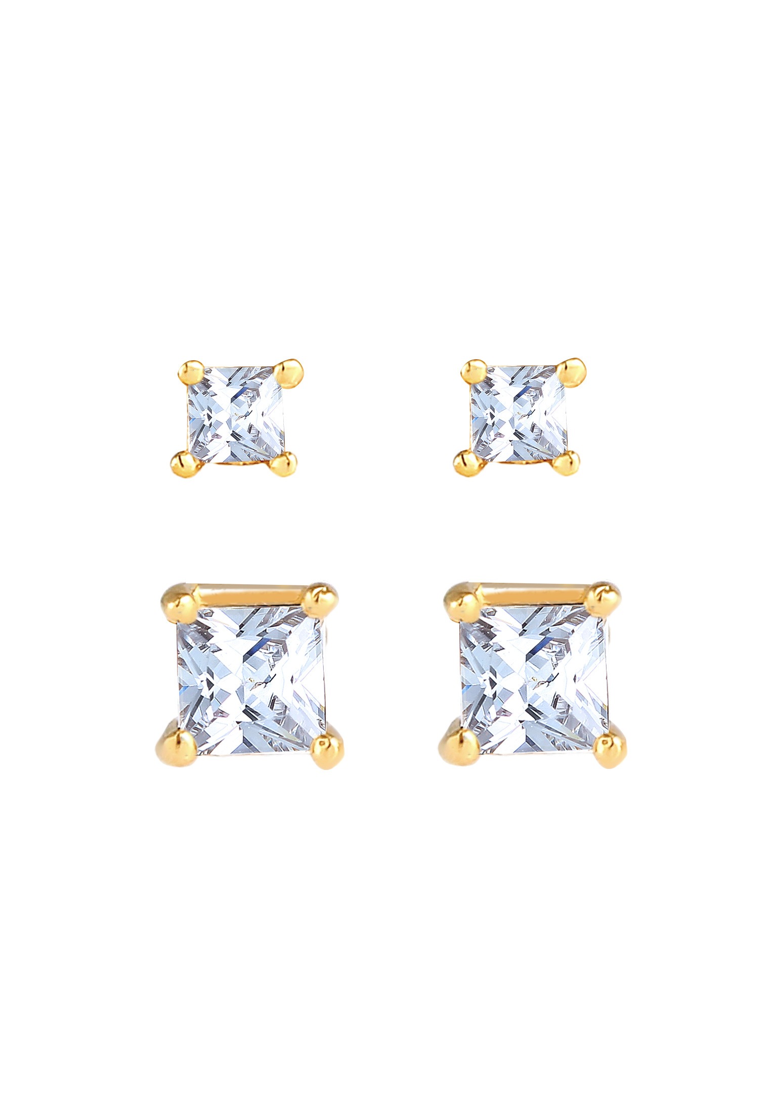Elli Ohrstecker-Set »Ohrringe Zirkonia Viereck Basic (2 tlg) 925 Silber«