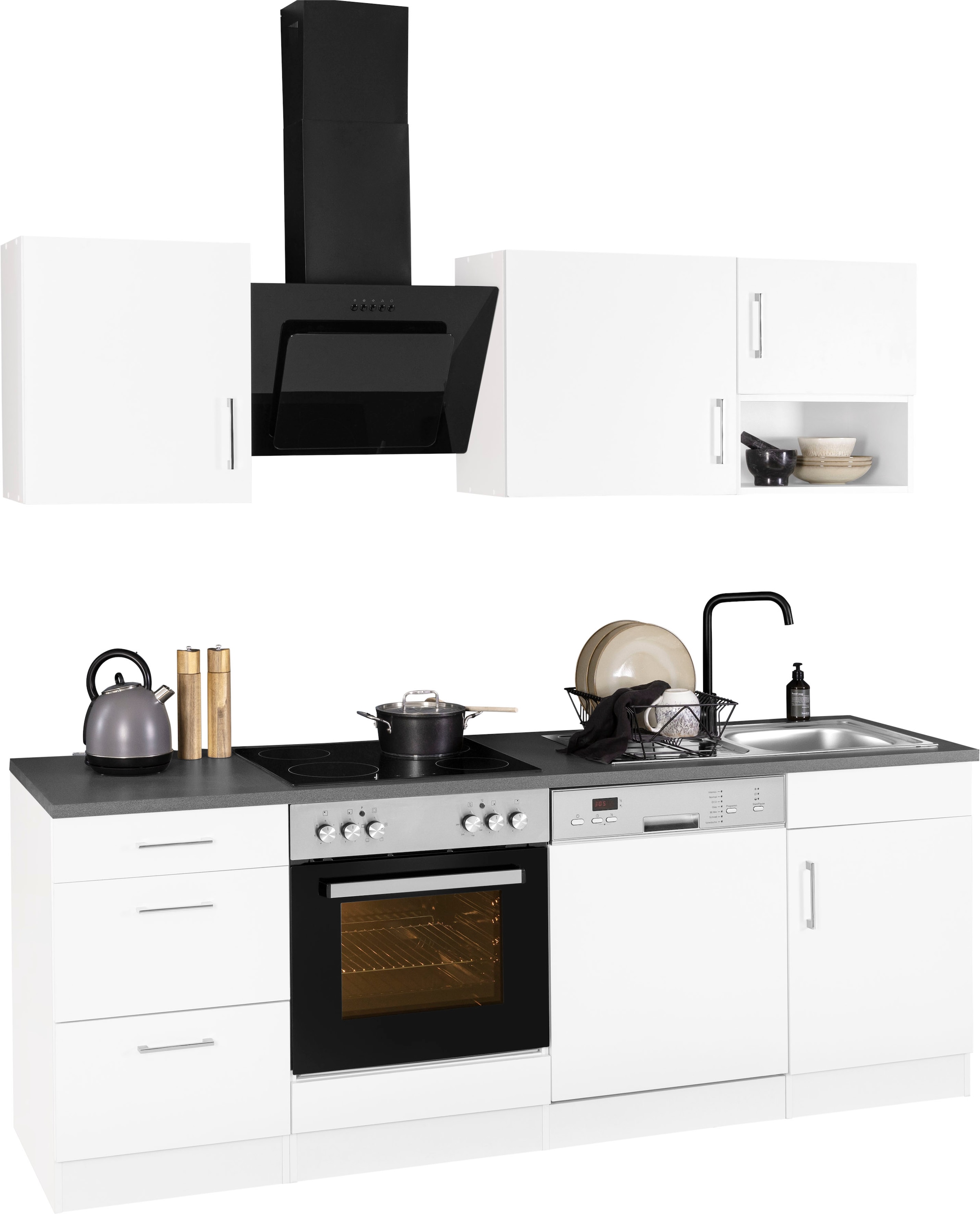 KOCHSTATION Küchenzeile »KS-Haiti« mit E-Geräten, Breite 220 cm