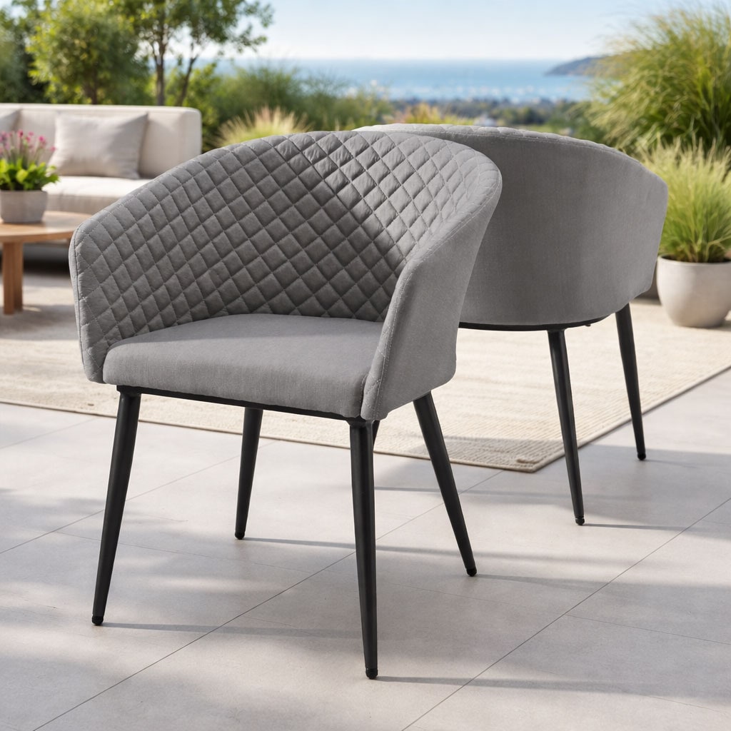 Destiny Garten-Essgruppe »MODENA BARLETTA 4 Se + Tisch Ø110 cm, grau/ anthrazit« Set, 5 Stk. tlg. Aluminium, Olefin, HPL