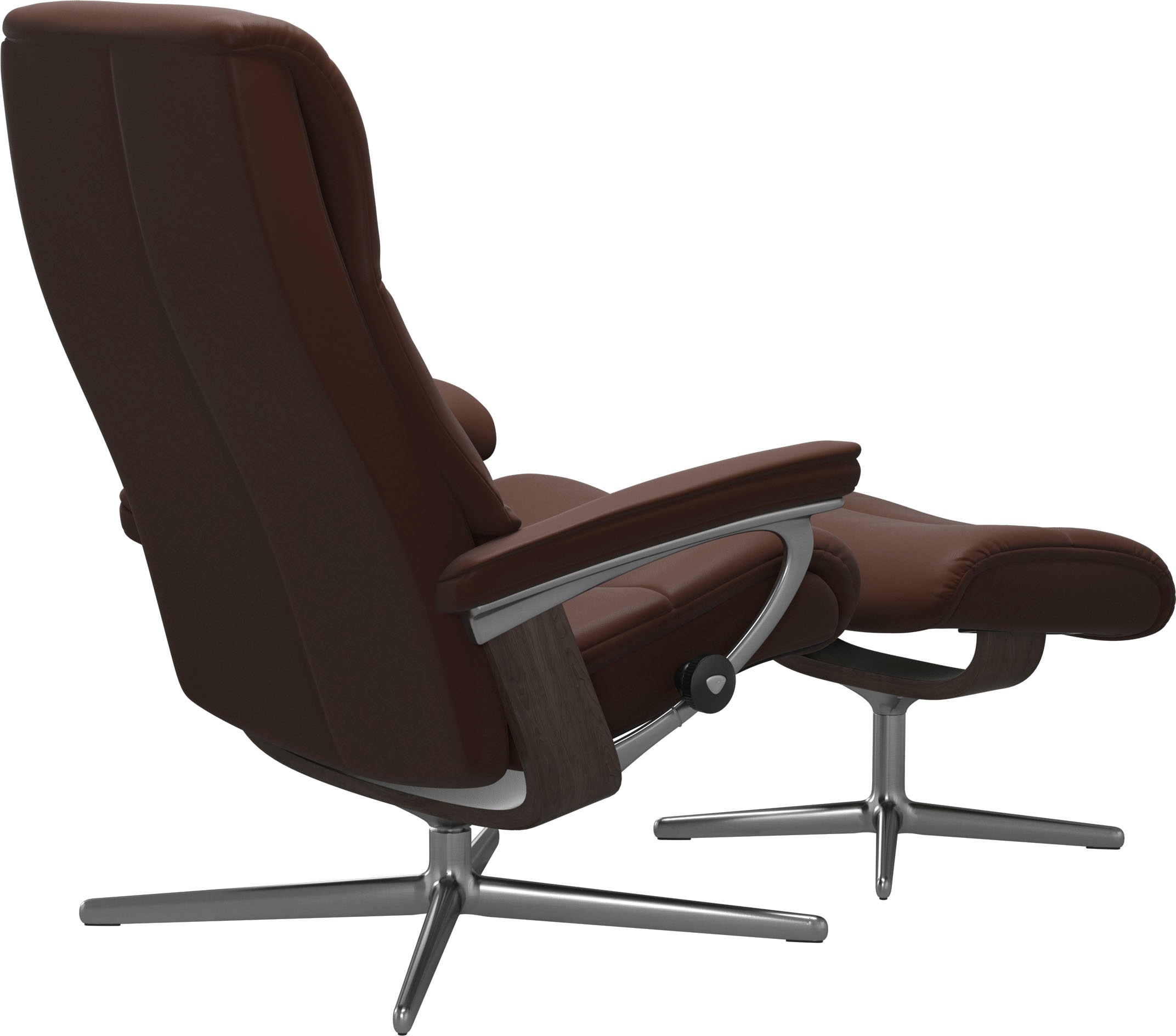 Stressless® Relaxsessel »View«, (Set, Relaxsessel mit Hocker), mit Hocker, mit Cross Base, Größe S, M & L, Holzakzent Wenge