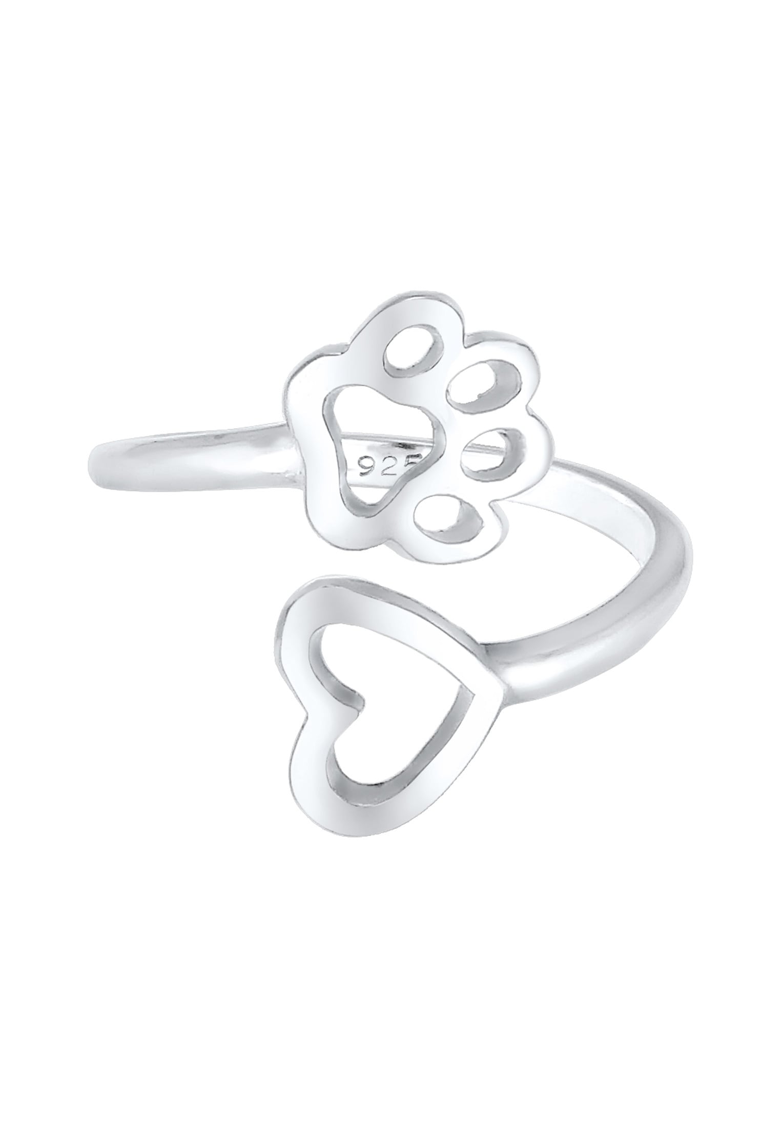 Nenalina Silberring »Ring Herz Pfote Tierliebe Offen Verstellbar 925 Silber«