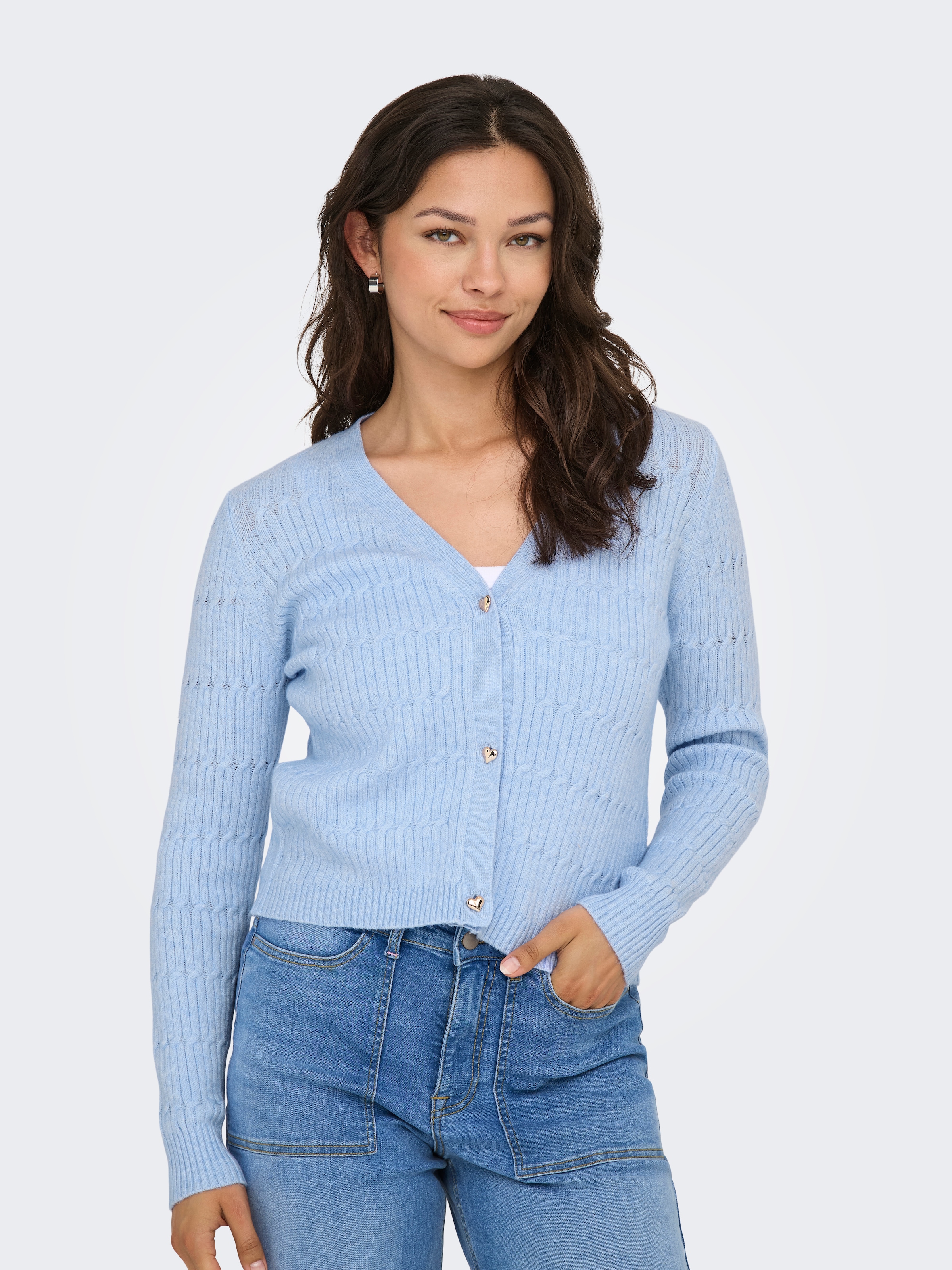 ONLY Strickjacke »ONLKATIA LS CABLE V-NECK CARDIGAN CC KNT«