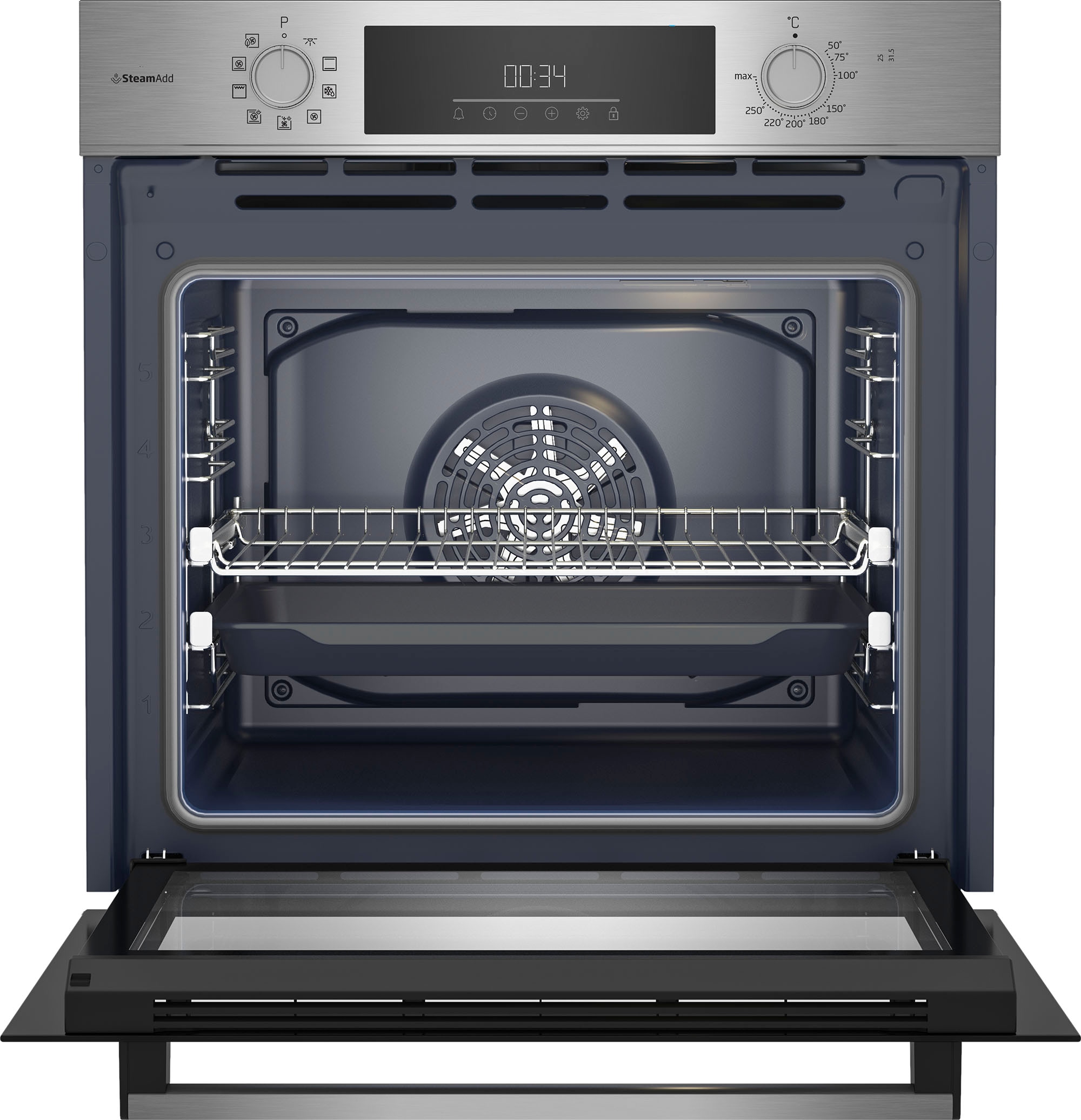 BEKO Einbaubackofen  »BBIS12301XE«, mit 2-fach-Teleskopauszug, SteamShine, SteamAdd Dampffunktion