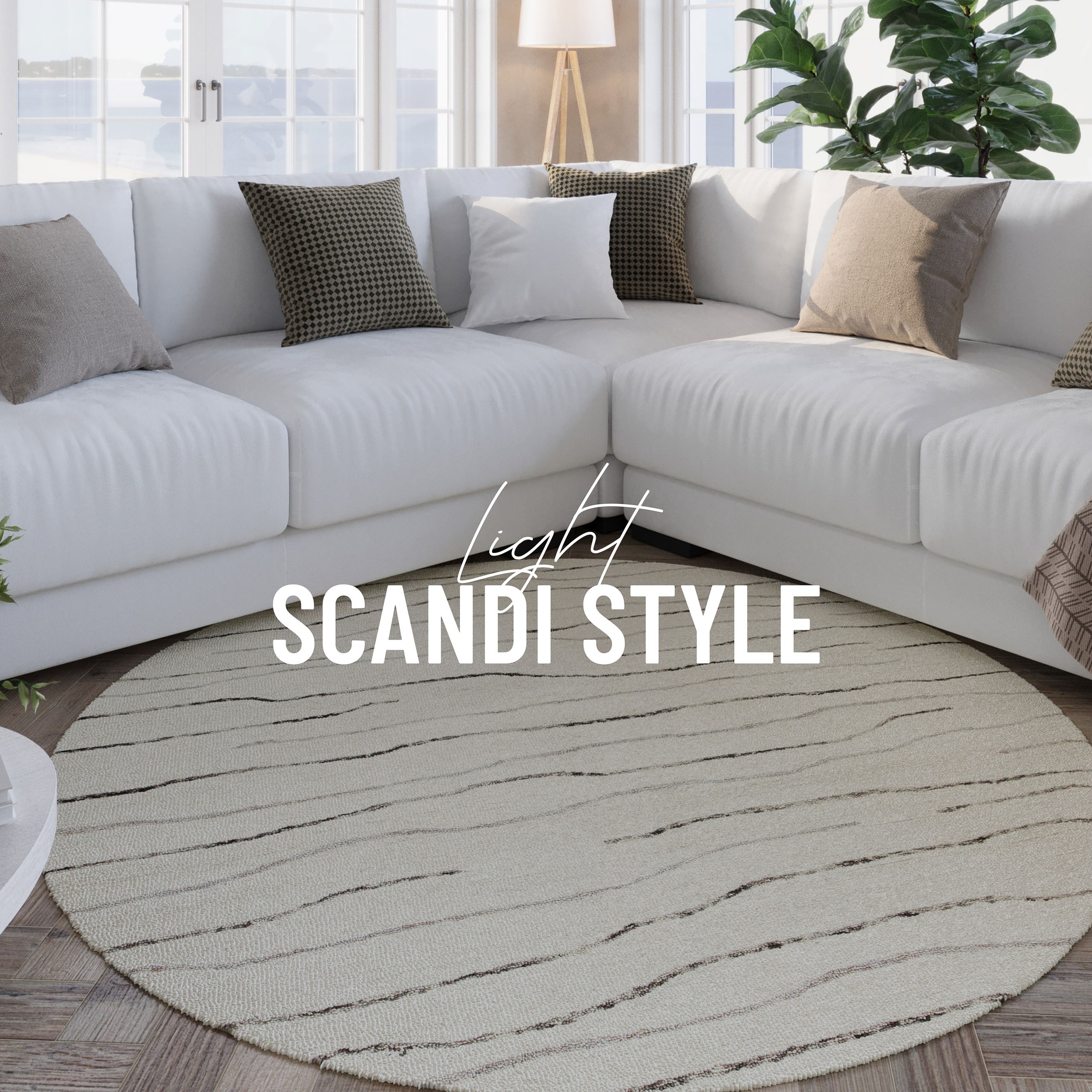 Wecon home Wollteppich »Hamptons ELEVEN«, rund, 10 mm Höhe, Schurwolle, Kurzflor, Wohnzimmer, Schlafzimmer, elegant, Wellen-Muster