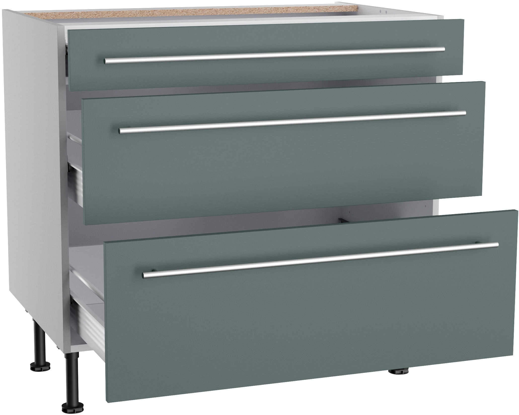 KOCHSTATION Unterschrank »KS-Bern2« Breite 90 cm, 1 Schubkasten, 2 Auszüge