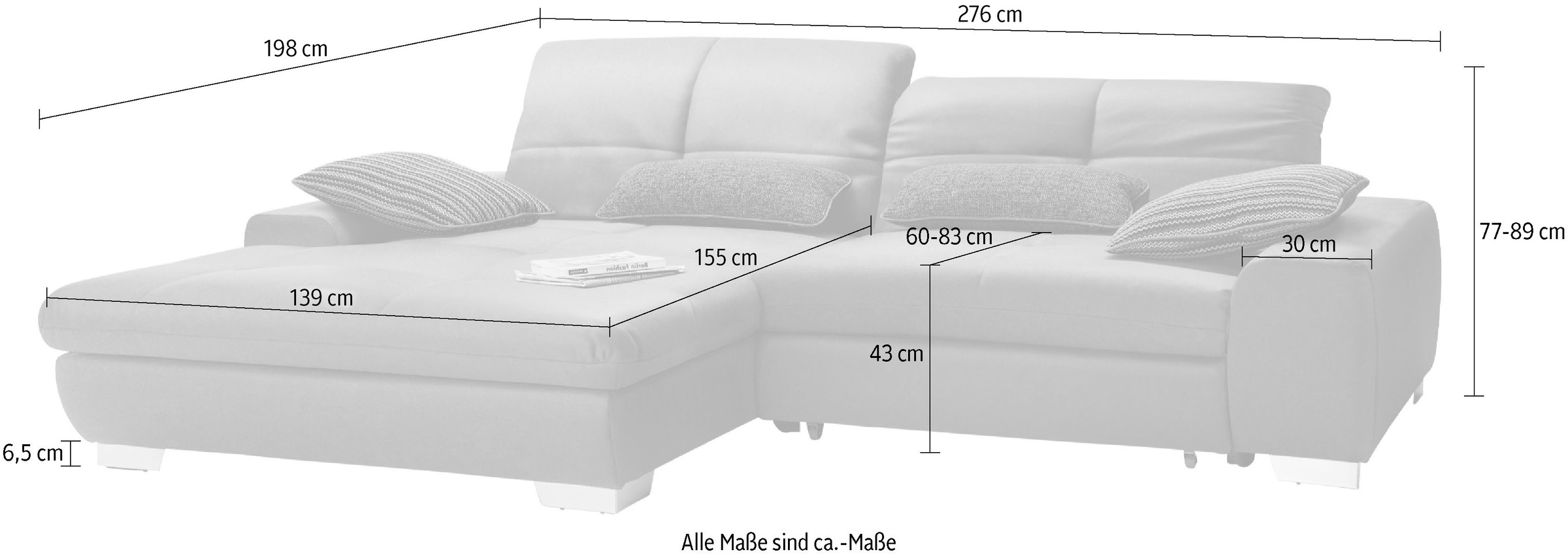 set one by Musterring Ecksofa »SO 1200 inkl. Sitztiefen- & Rückenverstellung für hohen Sitzkomfort,«, wahlweise mit Bettfunktion und Stauraum, L-Form, auch in Cord Bezug