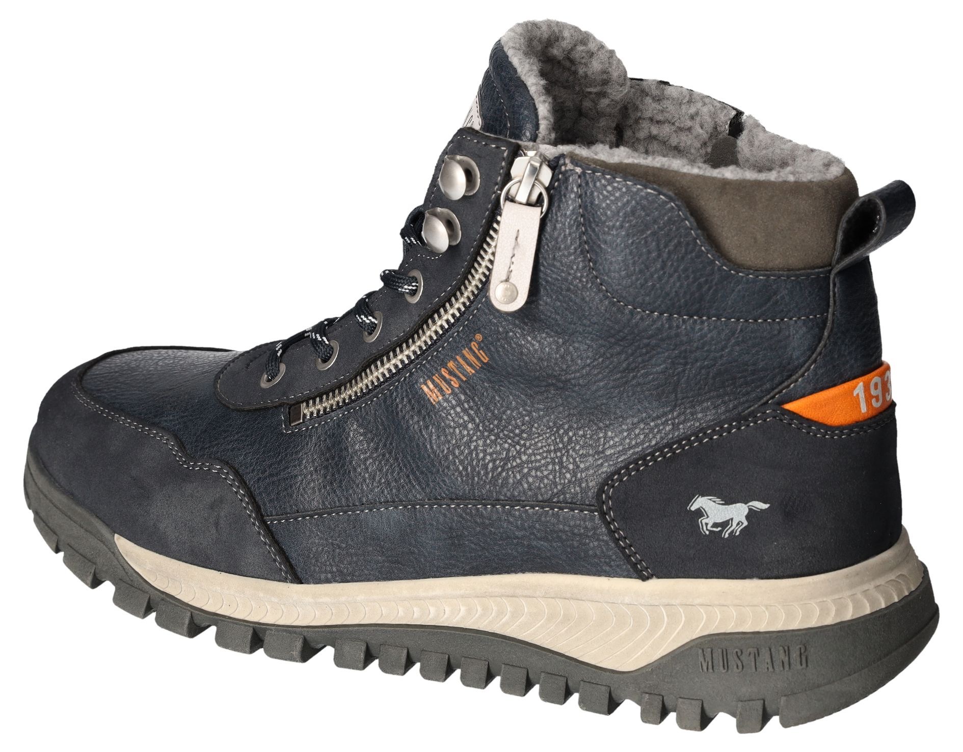 Mustang Shoes Winterboots, Keilabsatz, Schnürboots, Stiefelette mit Zierreißverschluss außen