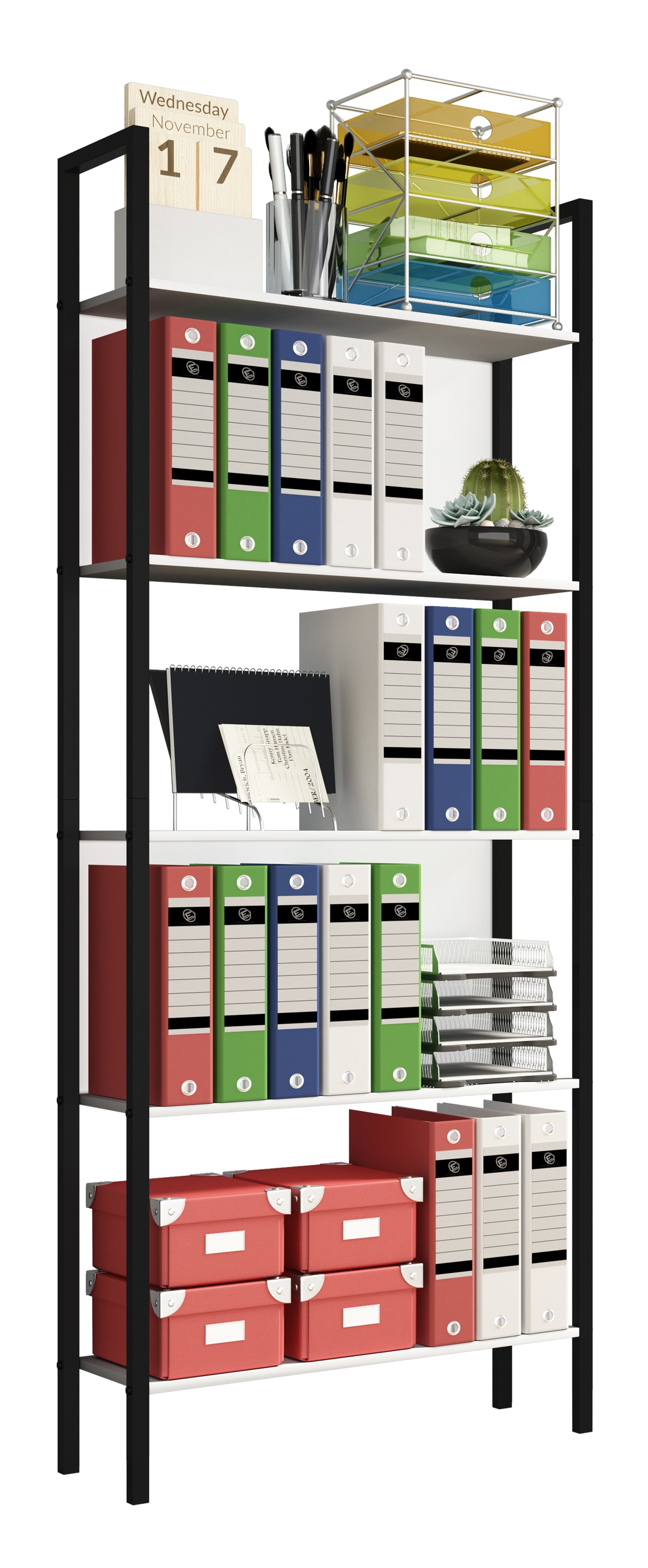 VCM Bücherregal "Holz Metall Stand Regal Büro Bücher Flakos 5fach" 1 Stk. tlg.