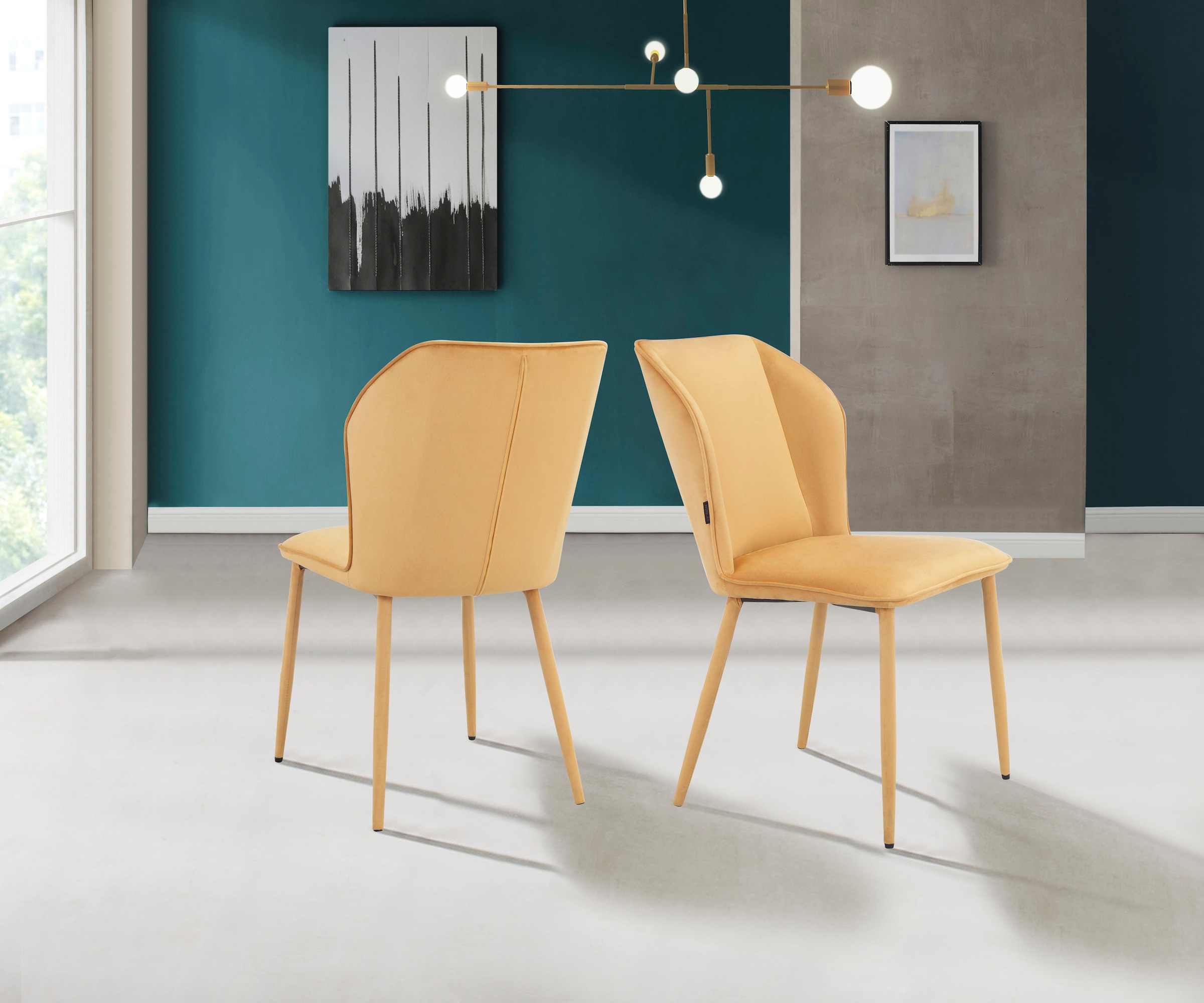 INOSIGN Esszimmerstuhl »Koa«, 2 St., Veloursstoff, in Velourstoff, mit Sitz und Rücken gepolstert, Sitzhöhe 49 cm