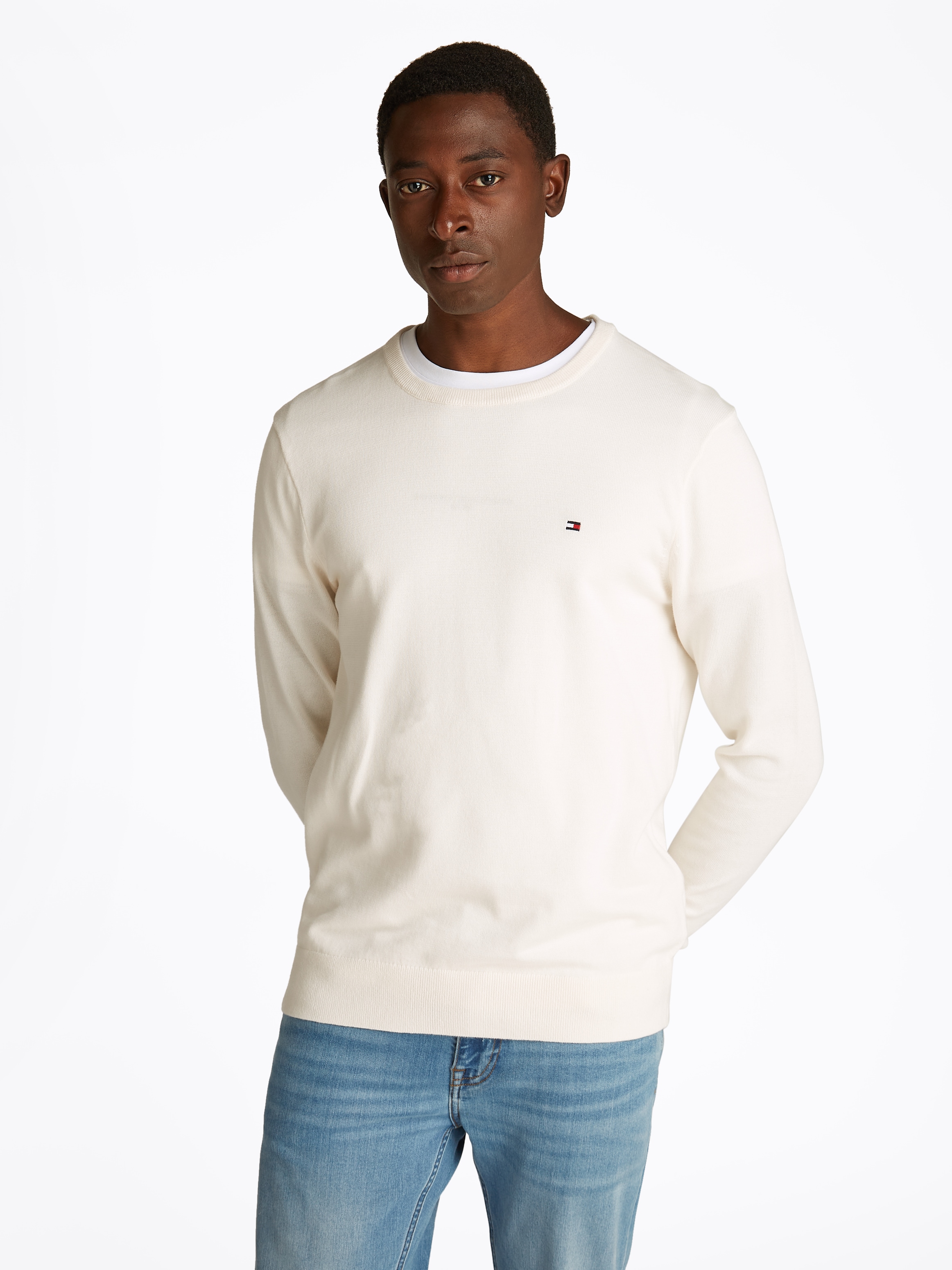 Tommy Hilfiger »ESSENTIAL COTTON CREW NECK« 100% Baumwolle Crewneck Regular Fit Premium Mode