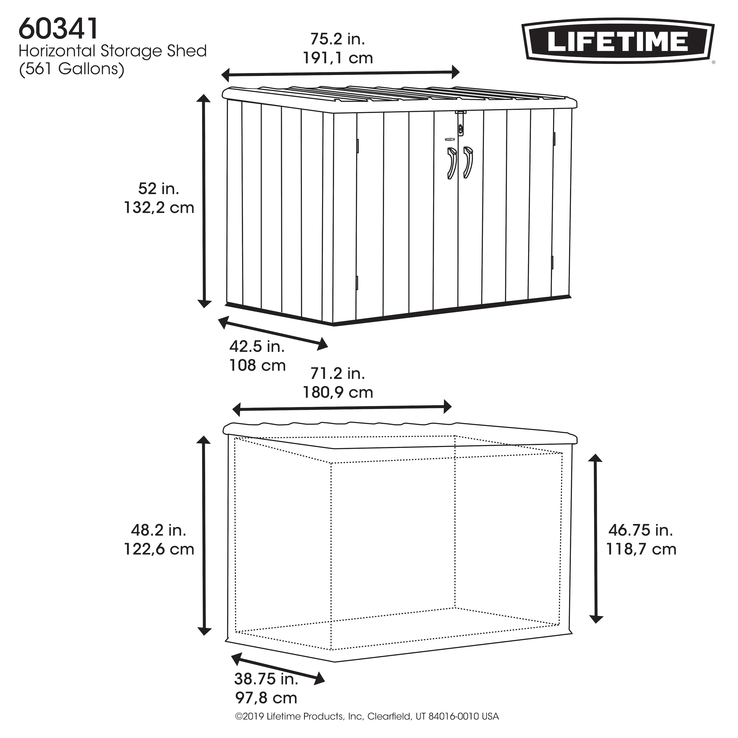 Lifetime Mülltonnenbox »Geräteschrank Greg« Platz für 3 Mülltonnen je 240 L, BxHxT: 191x108x132 cm
