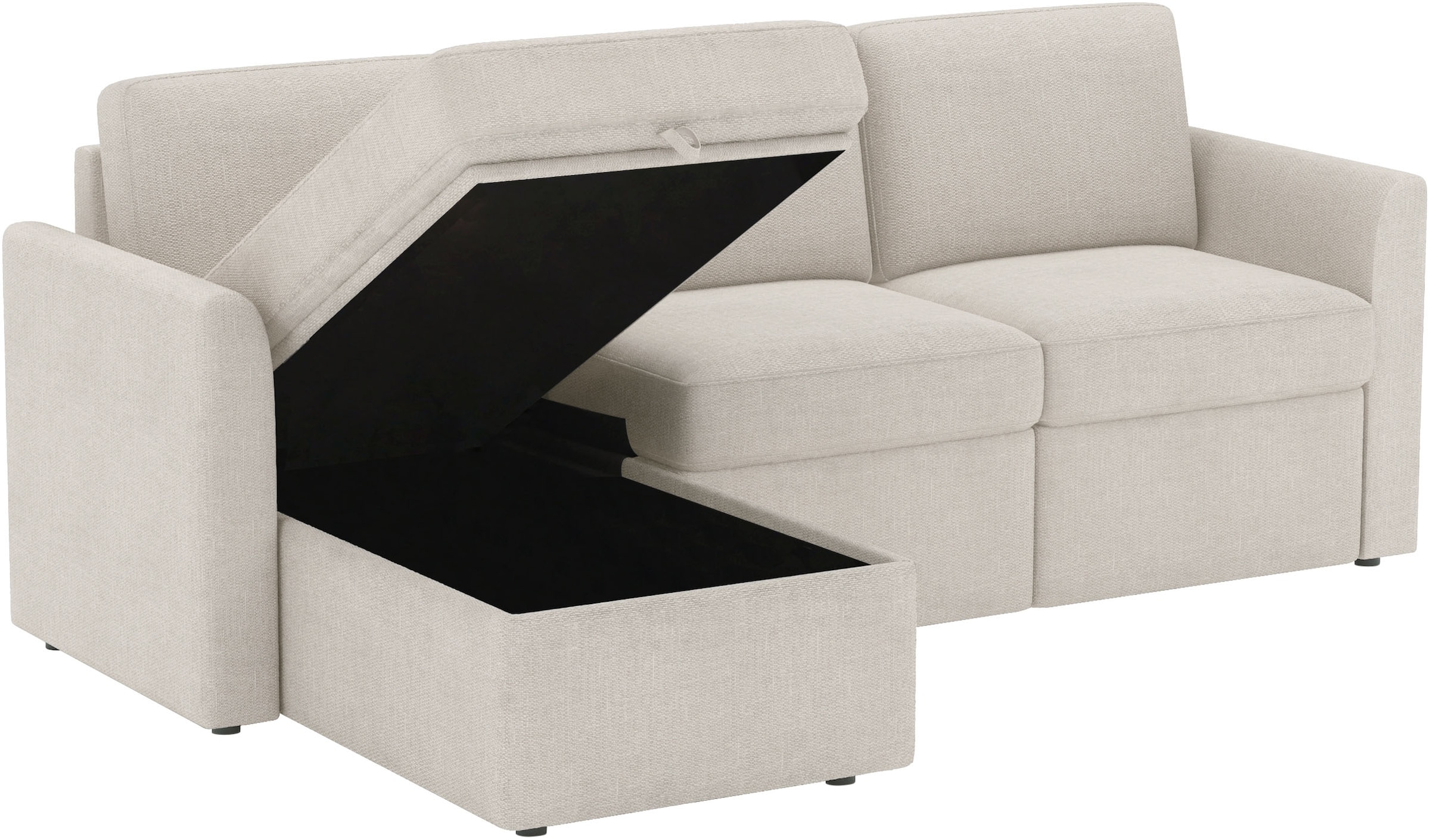 Dorel Home Ecksofa »NORDHUS, L-Form, 200 cm, Recamiere rechts/links montierbar« mit Stauraum, feiner Webstoff-Bezug