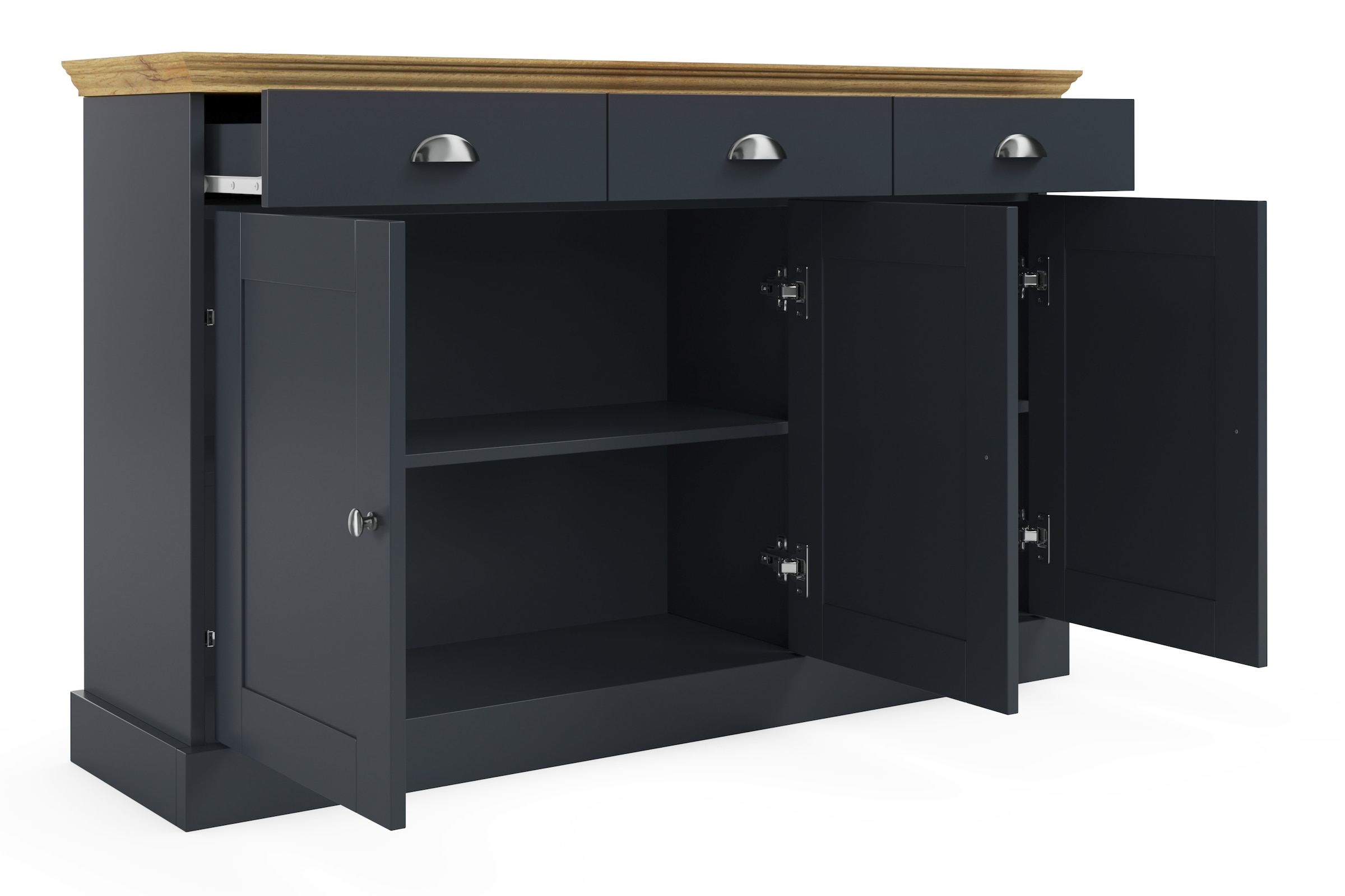Home affaire Sideboard »Motala«, Kommode, 3 Schubladen und 2 verstellbare Einlegeböden, Breite 125 cm