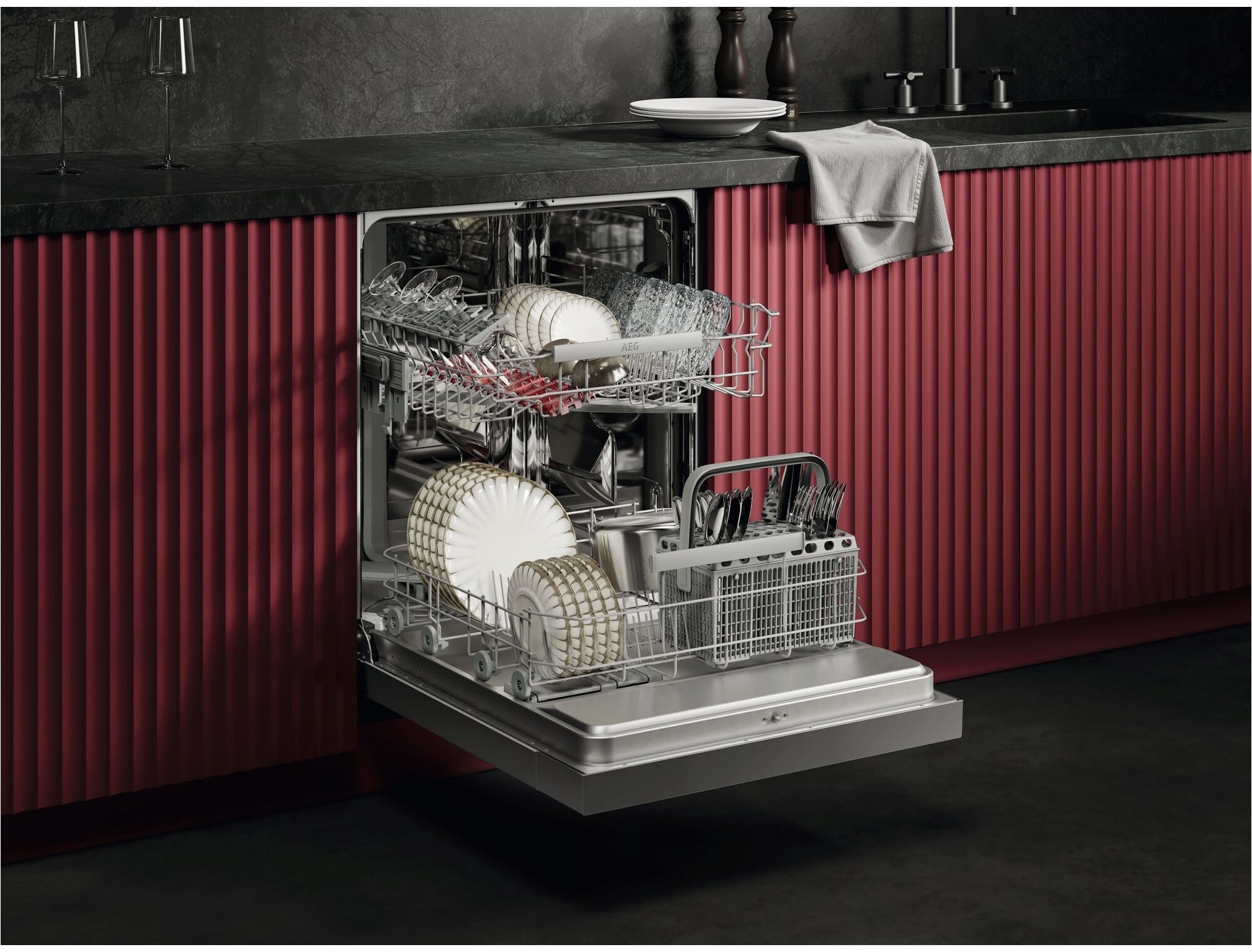AEG Unterbaugeschirrspüler 6000 »GU620B2SCM« Spülmaschine – starke Sprühabdeckung, viel Platz & sauber