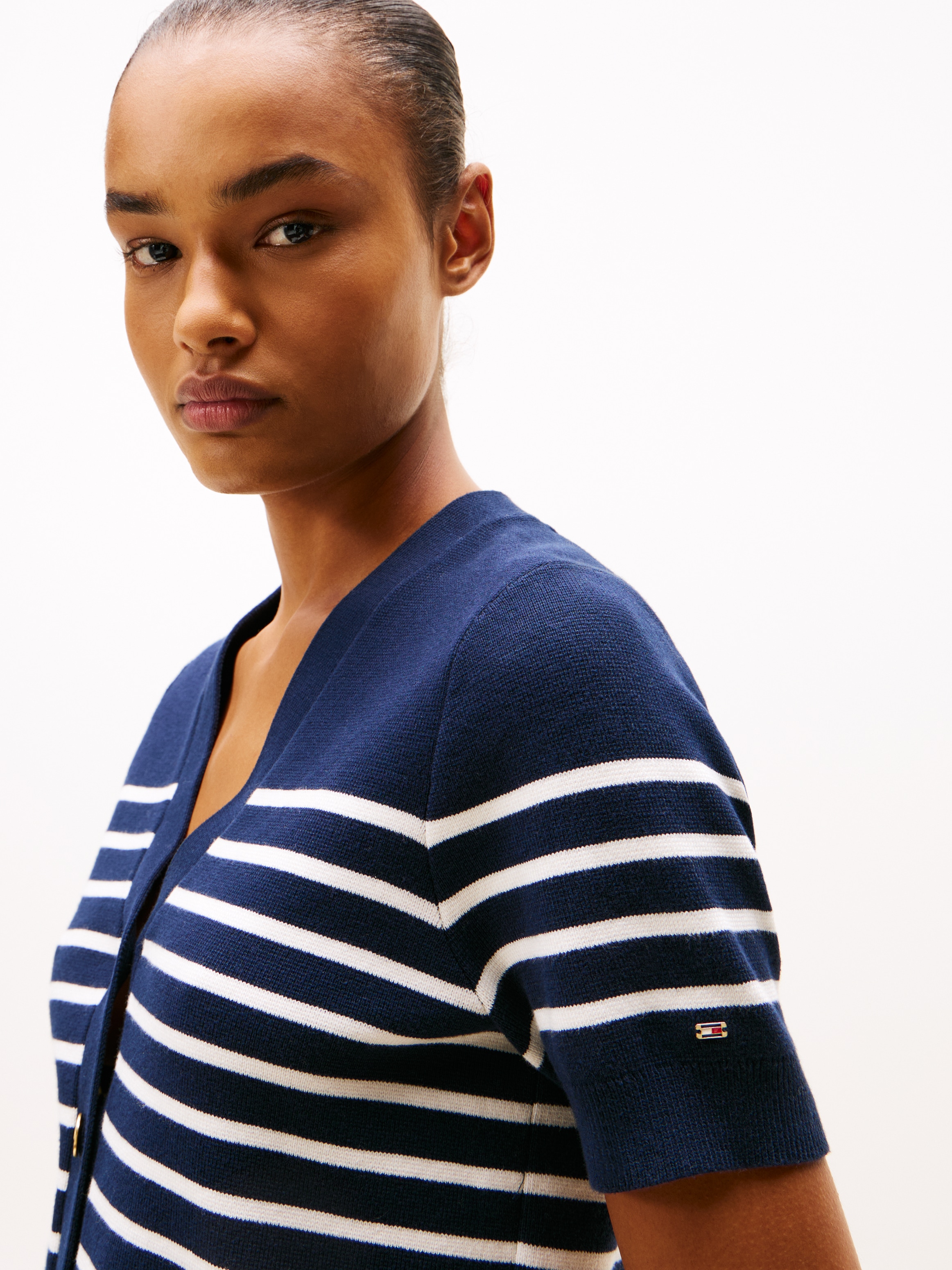 Tommy Hilfiger Strickjacke »CO JERSEY MID GG GOLD BTN CARDI« mit goldfarbenen Knöpfen