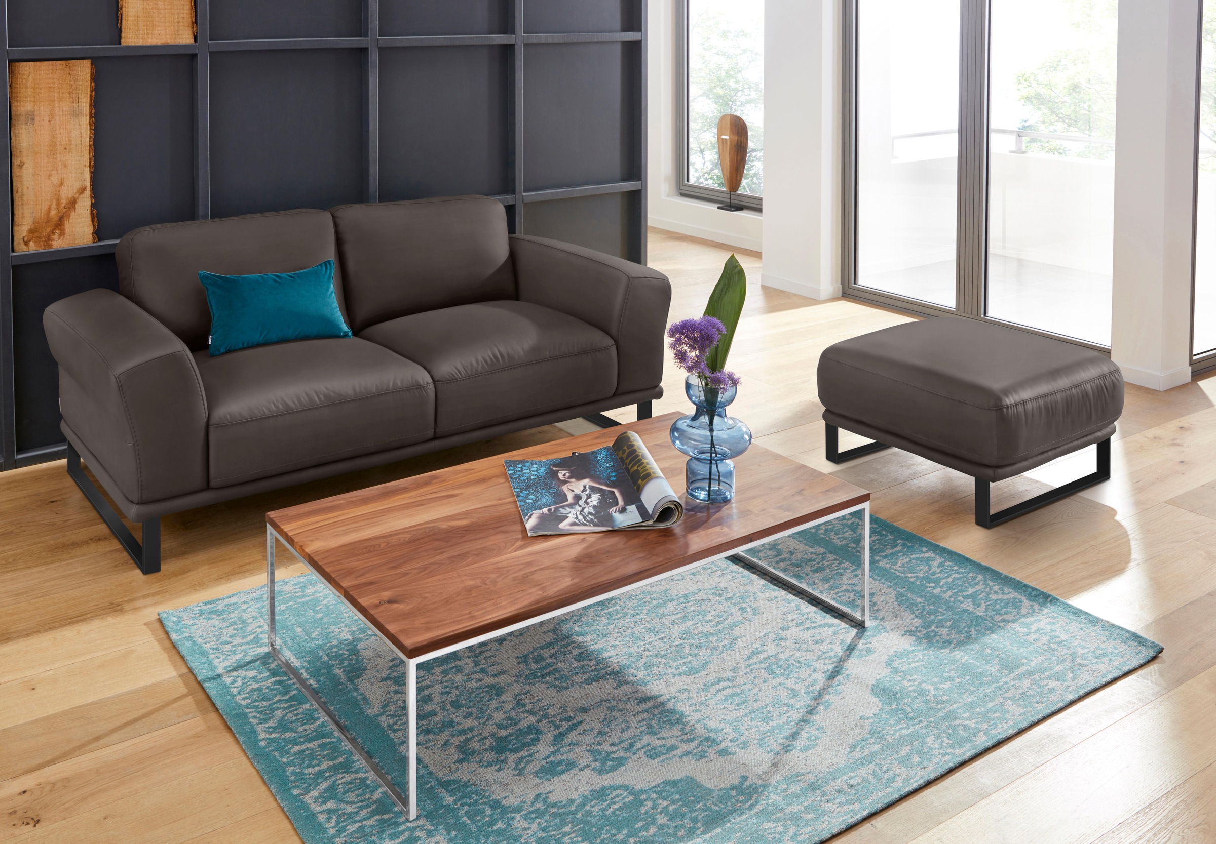 W.SCHILLIG 2-Sitzer »montanaa Designsofa mit erstklassigem Sitzkomfort, Federkern« mit Metallkufen in Schwarz pulverbeschichtet, Breite 192 cm