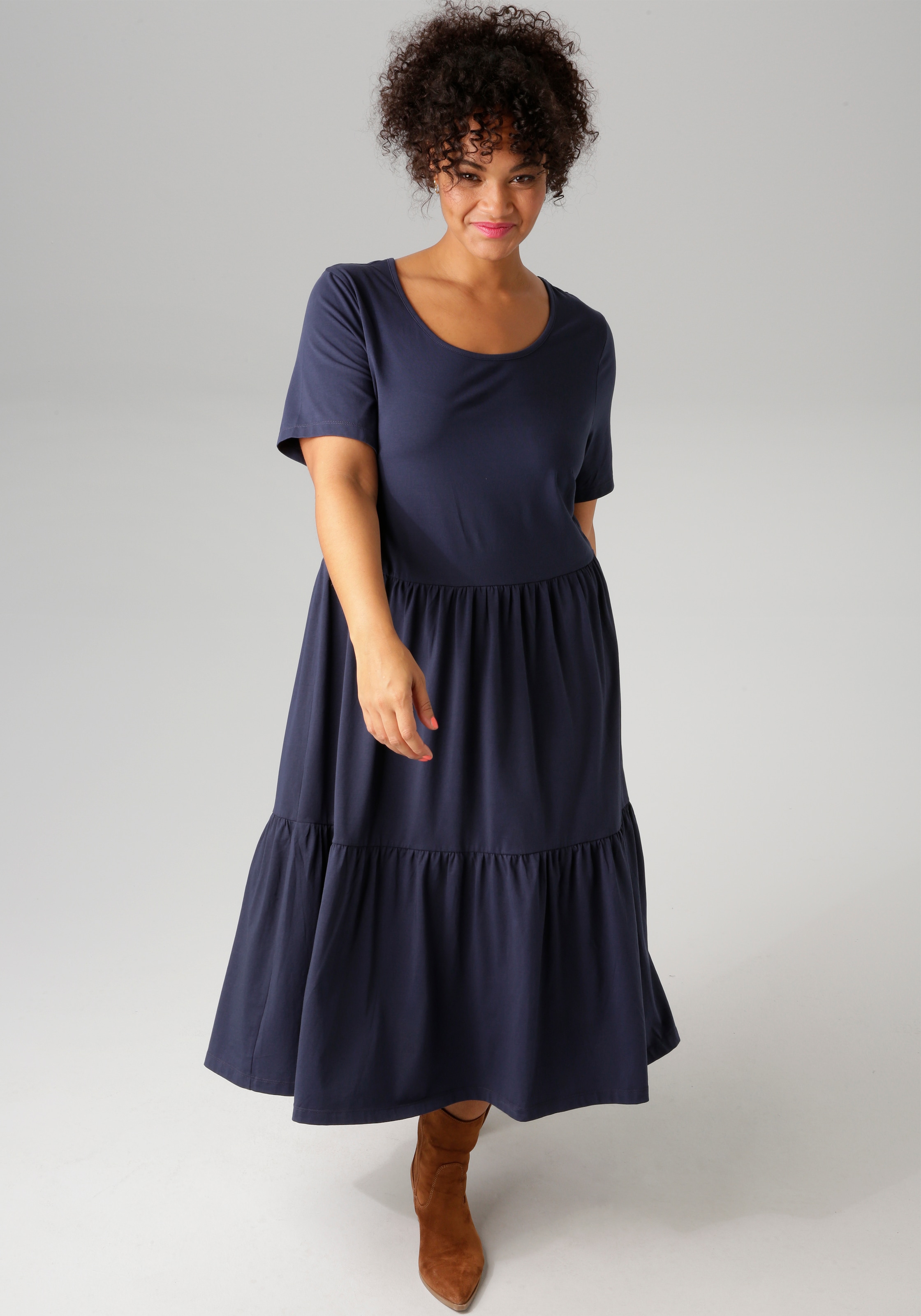 Aniston PLUS Sommerkleid, aus elastischer Jersey-Qualität- NEUE KOLLEKTION