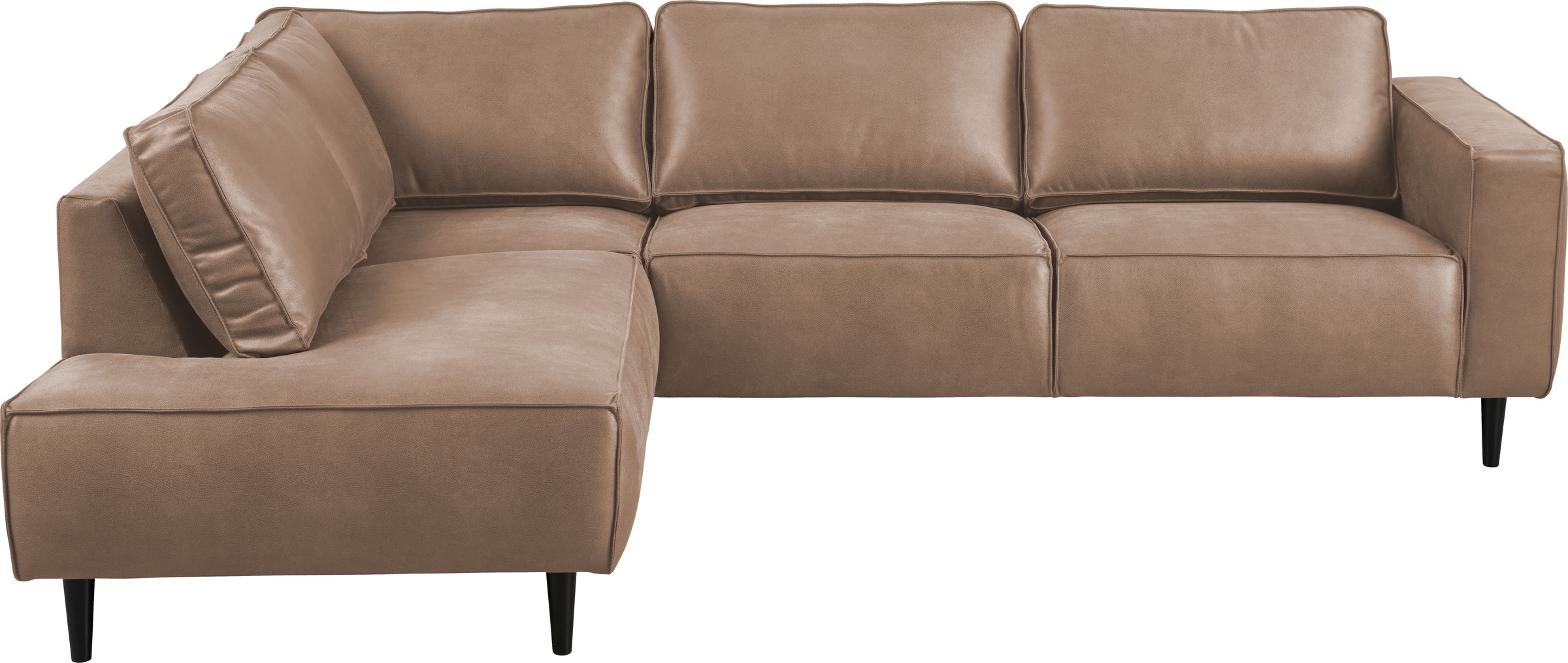 Places of Style Ecksofa »Fumone, Lederoptik oder Soft-Touch Chenille«, Breite 260, mit schwarzen Massivholzfüßen