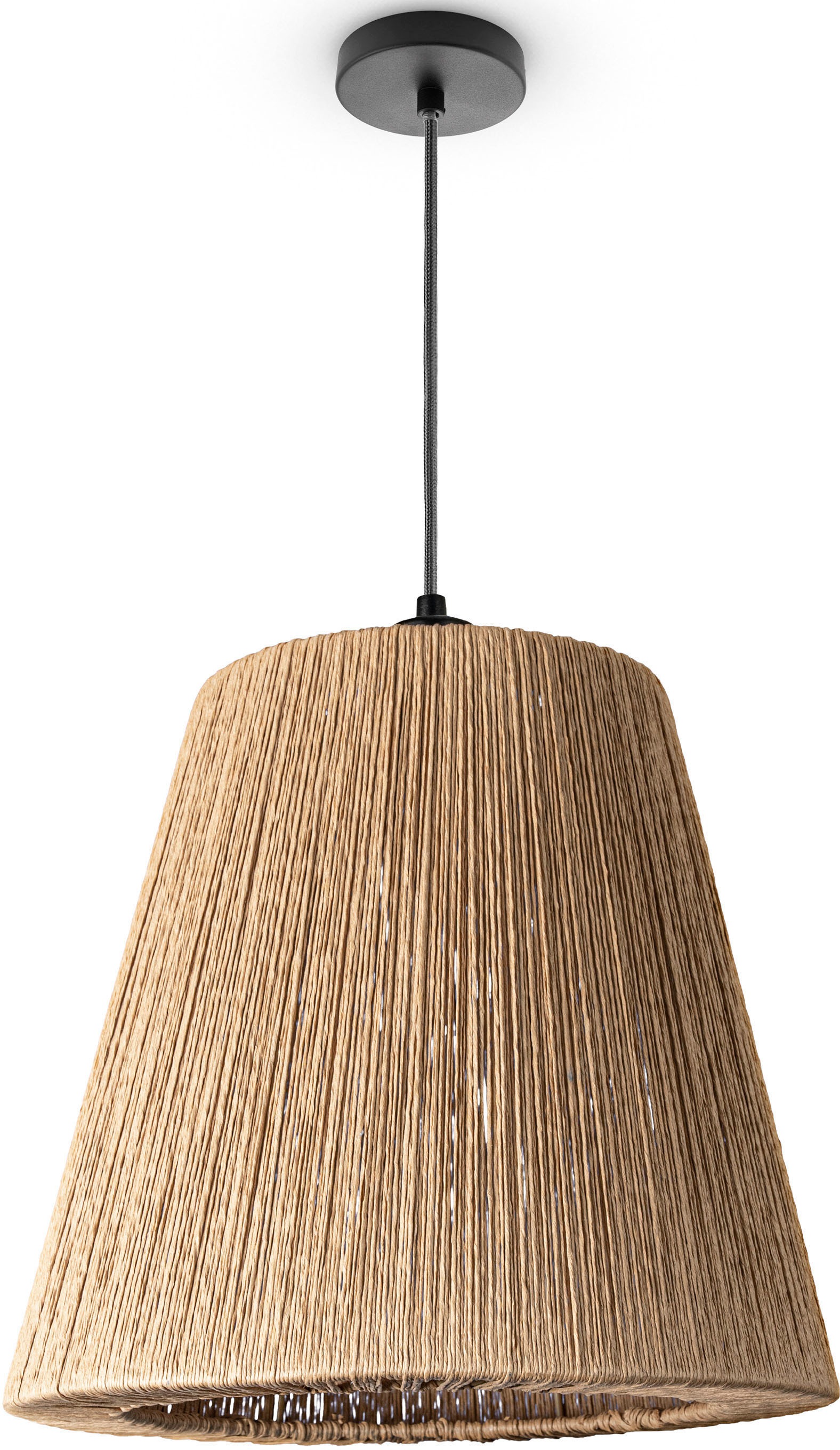 Paco Home Pendelleuchte »VORGU«, Leuchtmittel E27 | ohne Leuchtmittel, E27 Pendelleuchte Papier Boho Rattan Optik Natur Deckenlampe Vintage