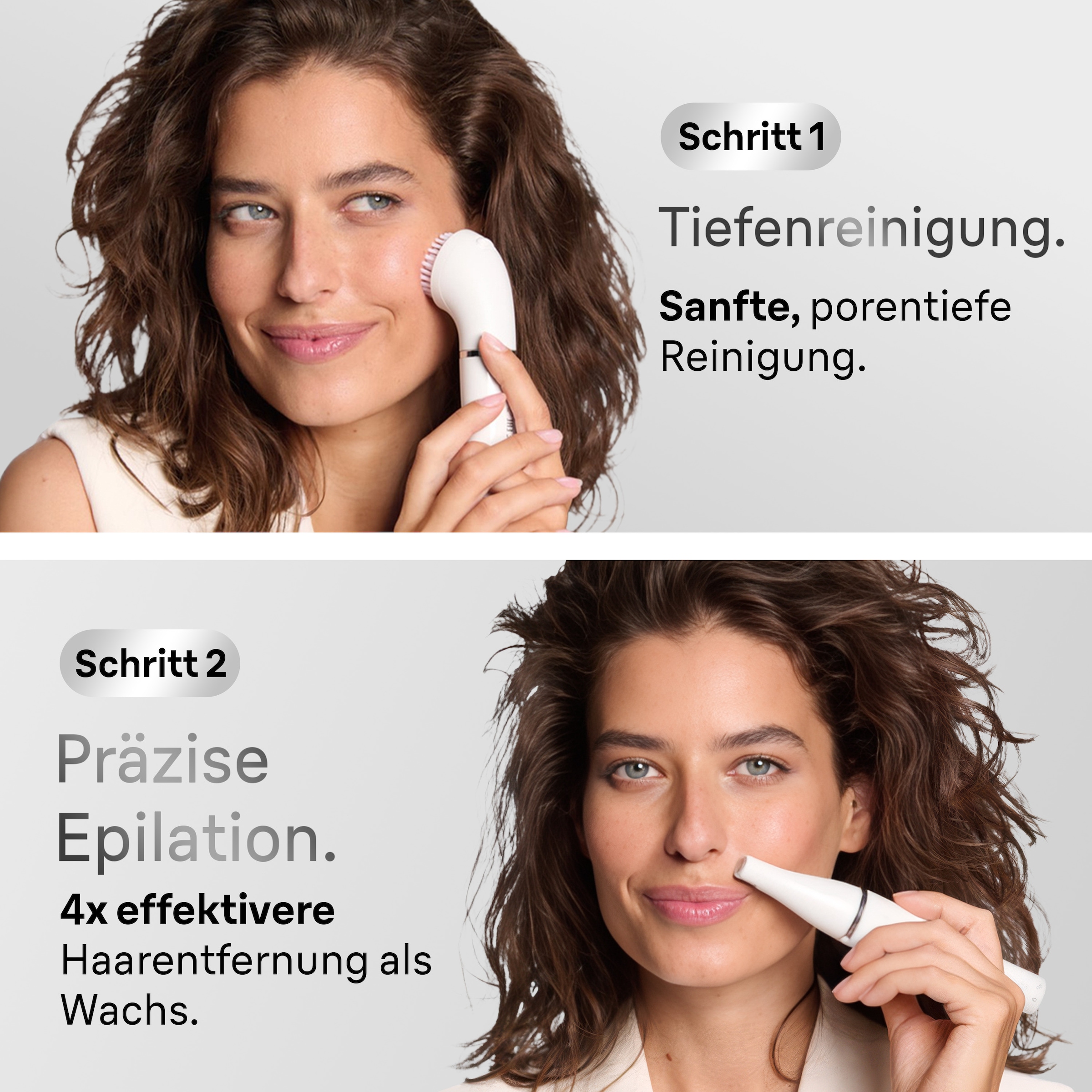 Braun Elektrische Gesichtsreinigungsbürste »SE810« FaceSpa Gesichtsepilierer & Reinigungssystem, + 1 Extra, Weiß/Silber