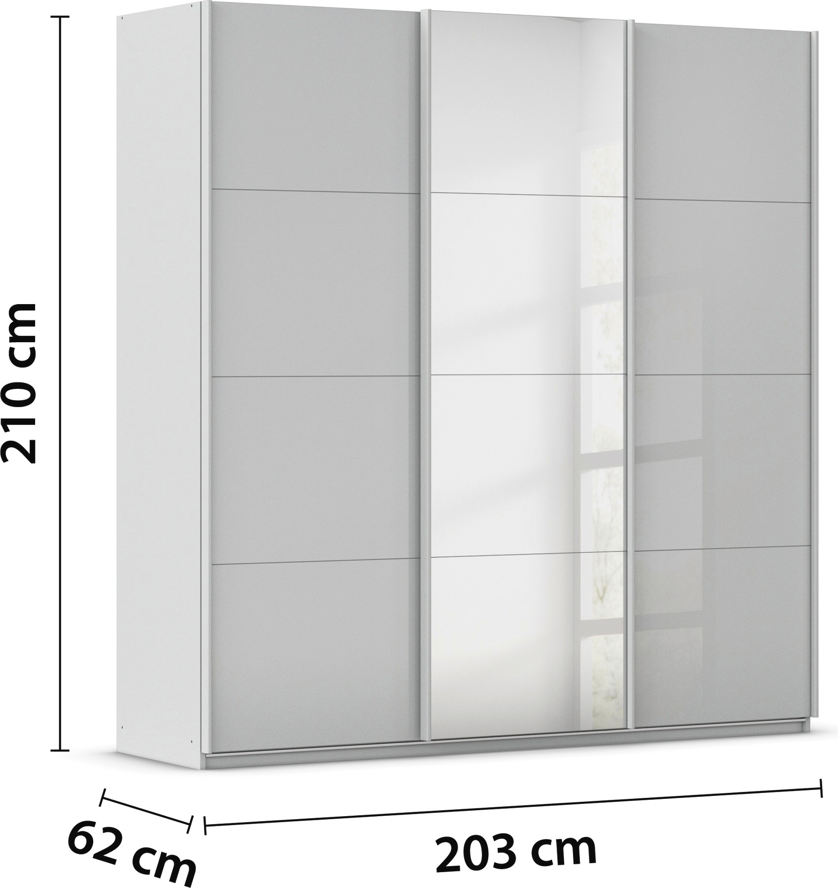rauch Schwebetürenschrank »Kleiderschrank Kleiderschränke Schrank Garderobe AGORDO mit Glasfront« durchdachte Innenausstattung, in 4 Breiten und 2 Höhen MADE IN GERMANY