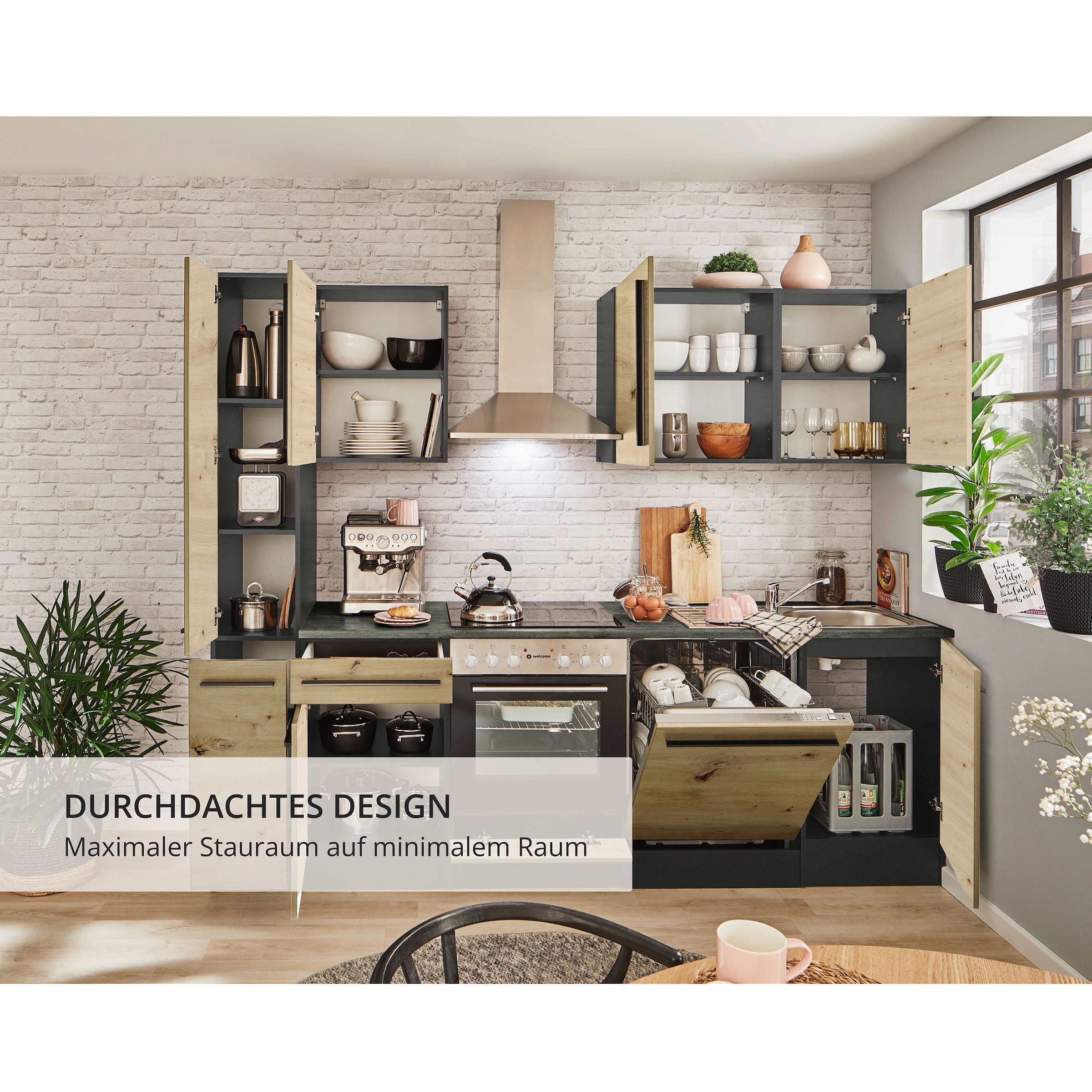 BASIC by Balculina Küchenzeile »Jazz« Breite 250 cm, wahlweise mit E-Geräten