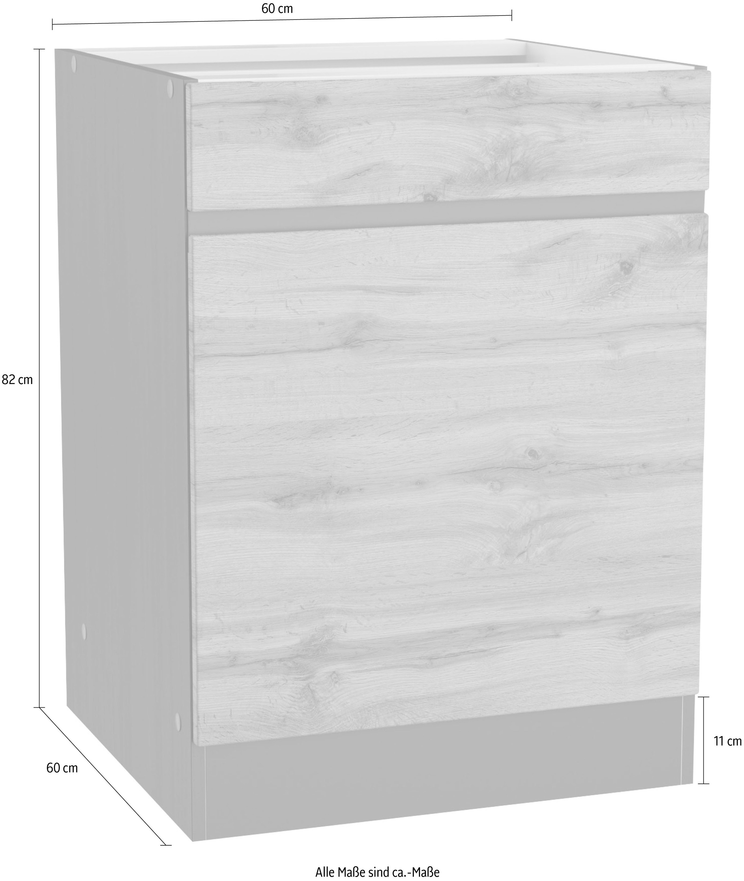 KOCHSTATION Unterschrank »KS-Riesa«, Breite 60 cm, MDF-Fronten