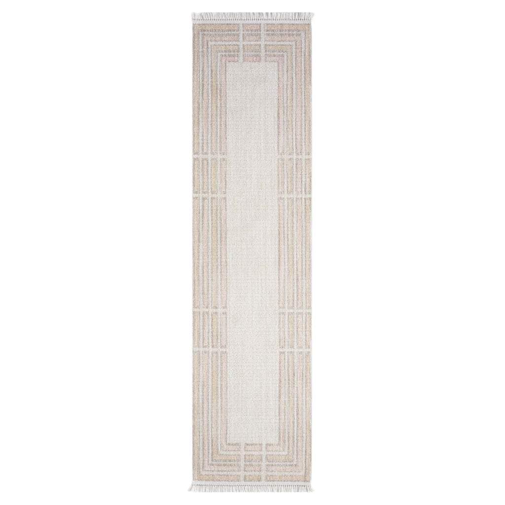 Carpet City Teppich »CLASICO 9068«, rechteckig, 11 mm Höhe, Läufer, Kurzflor, Hochtief-Muster, Boho, Fransen, Wohnzimmer