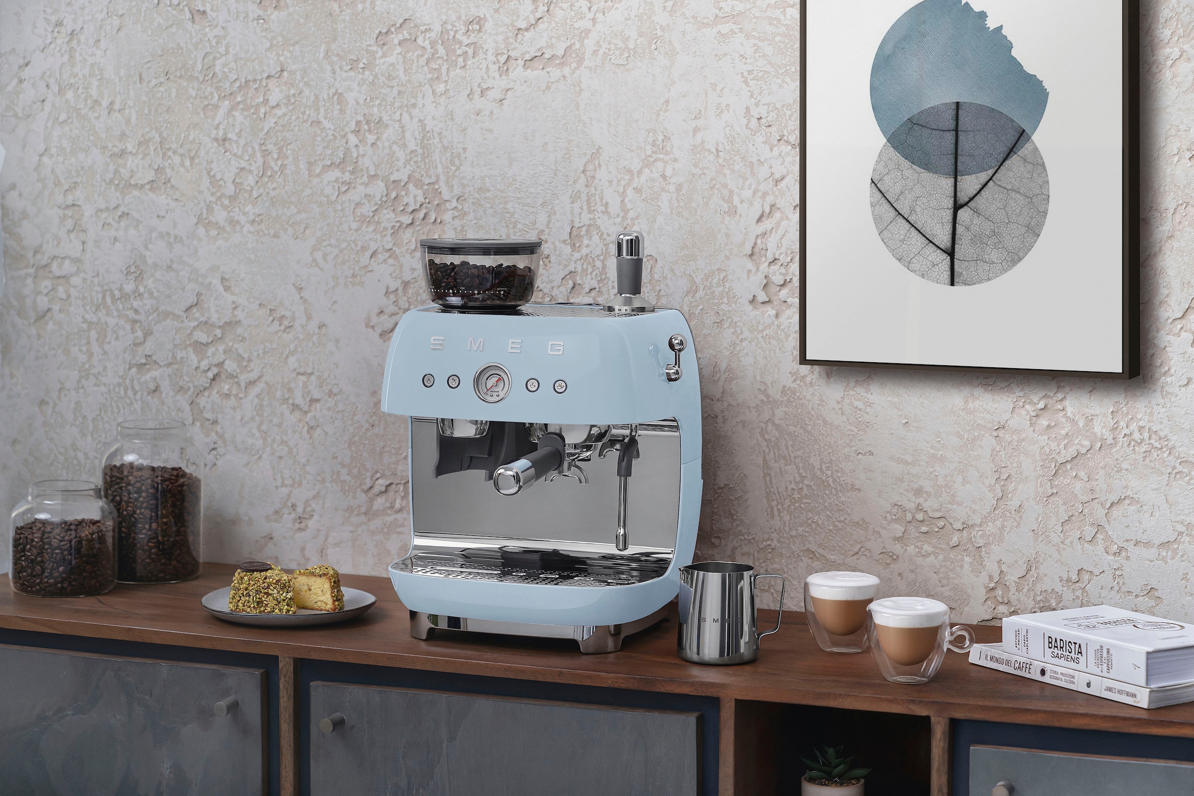 Smeg Espressomaschine »EGF03PBEU«, mit integrierter Kaffeemühle