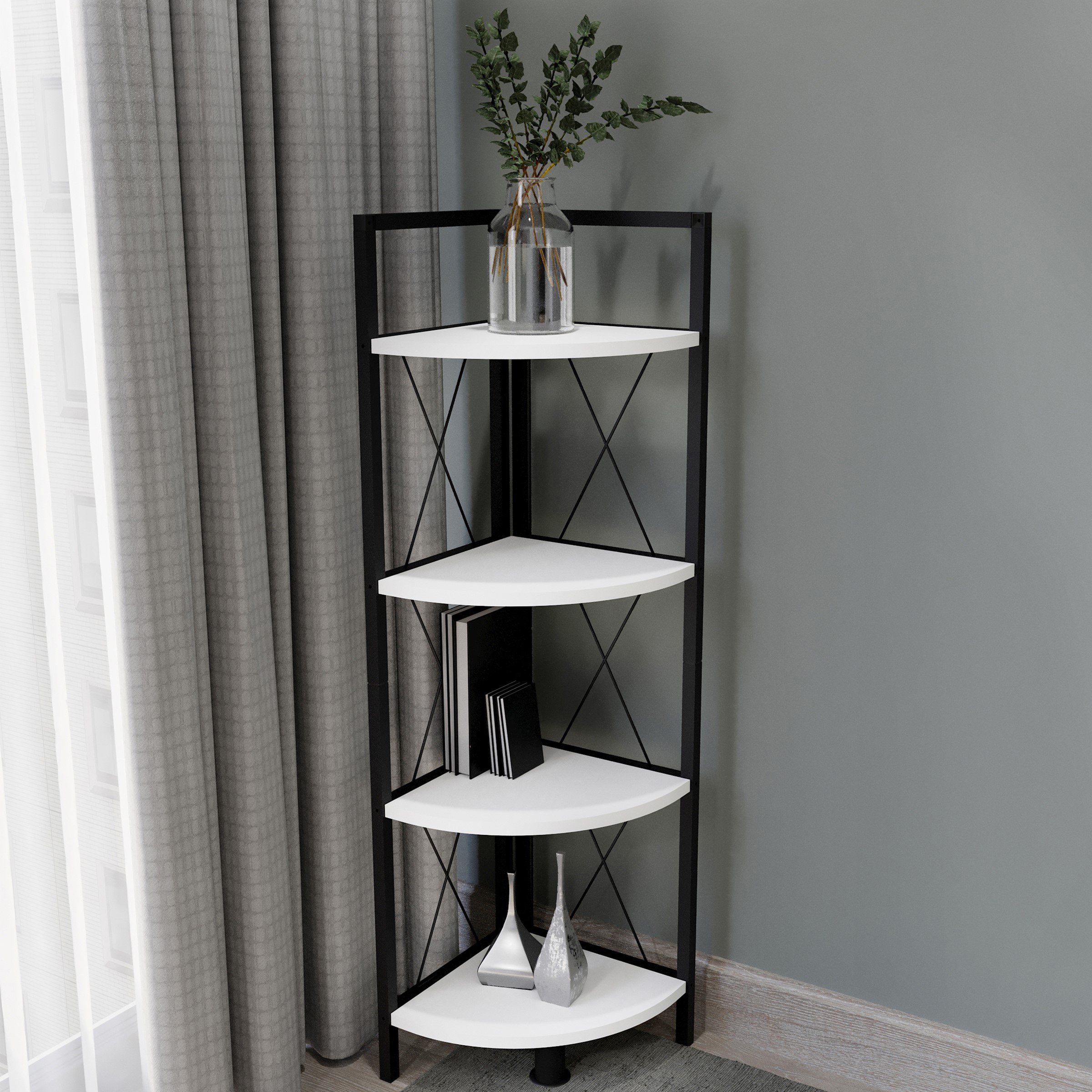 VCM Standregal »Holz Metall Eckregal Bücher Regal Insasi 4fach«