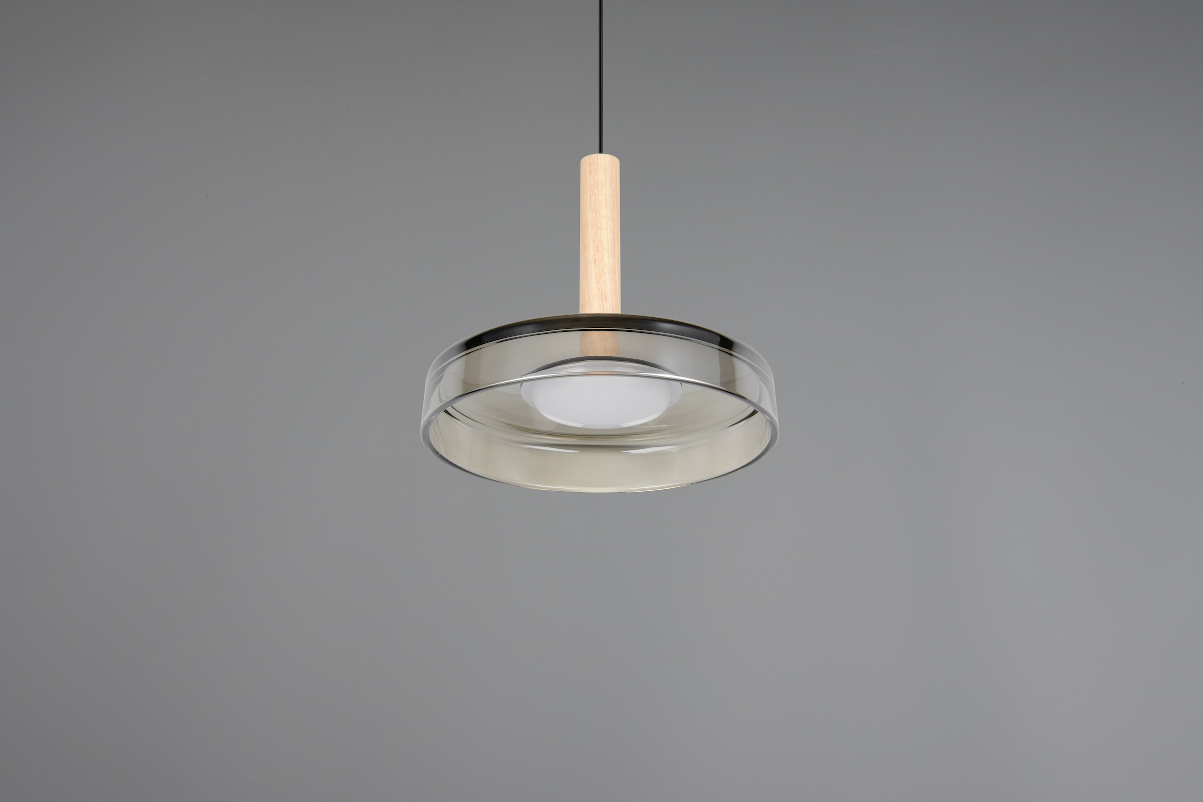 TRIO Leuchten LED Pendelleuchte »CELESTE dimmbare LED Hängelampe aus Metall Glas & Holz, 10W 1100 Lumen« LED-Board 1 Stk. Warmweiß einfach höhenverstellbar von 50-200 cm, Ø 22cm, 3-Stufen Dimmfunktion