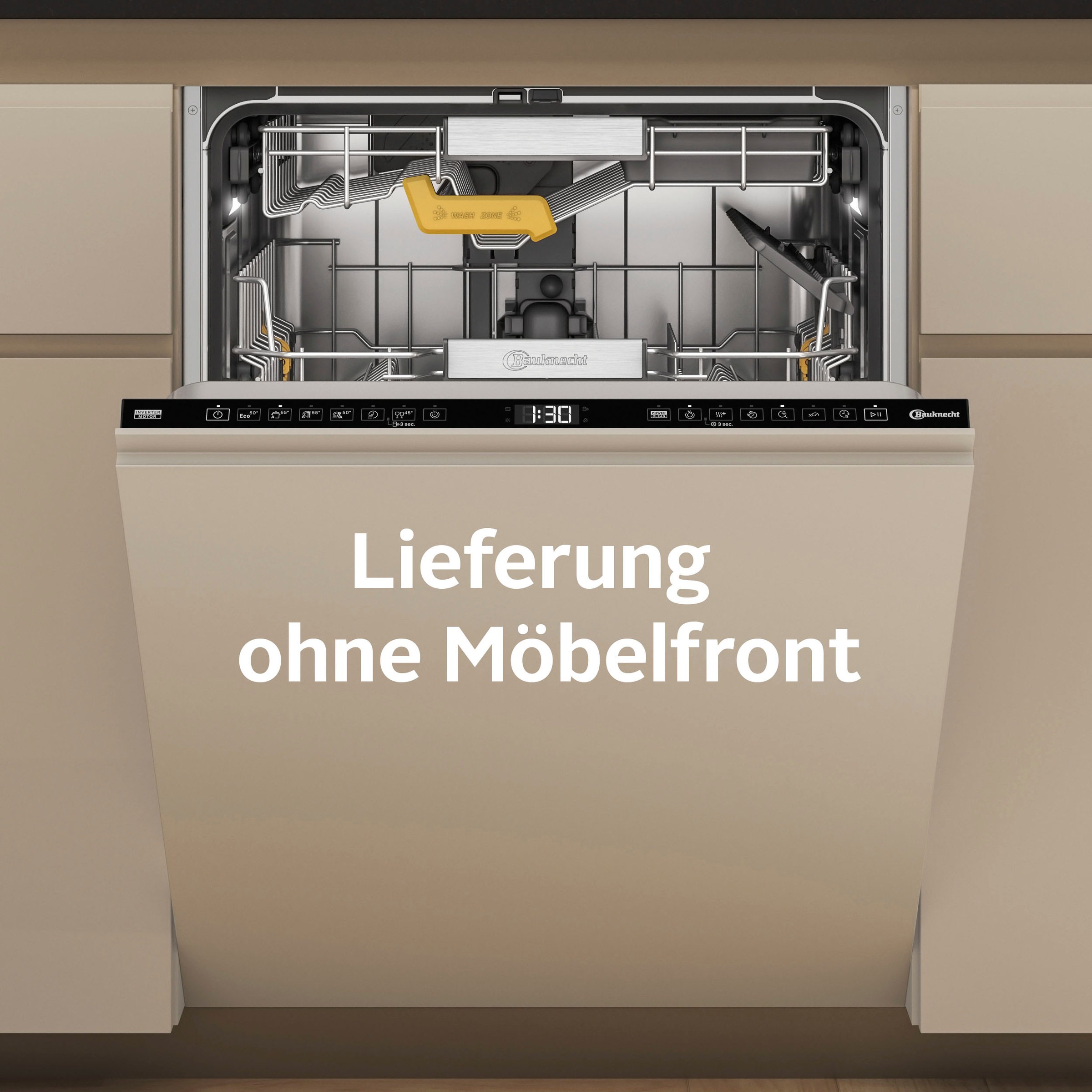 BAUKNECHT vollintegrierbarer Geschirrspüler »B8I HF58 TUC«, 14 Maßgedecke, SpaceClean – die 3. Schublade für hohe Gläser und Müslischalen