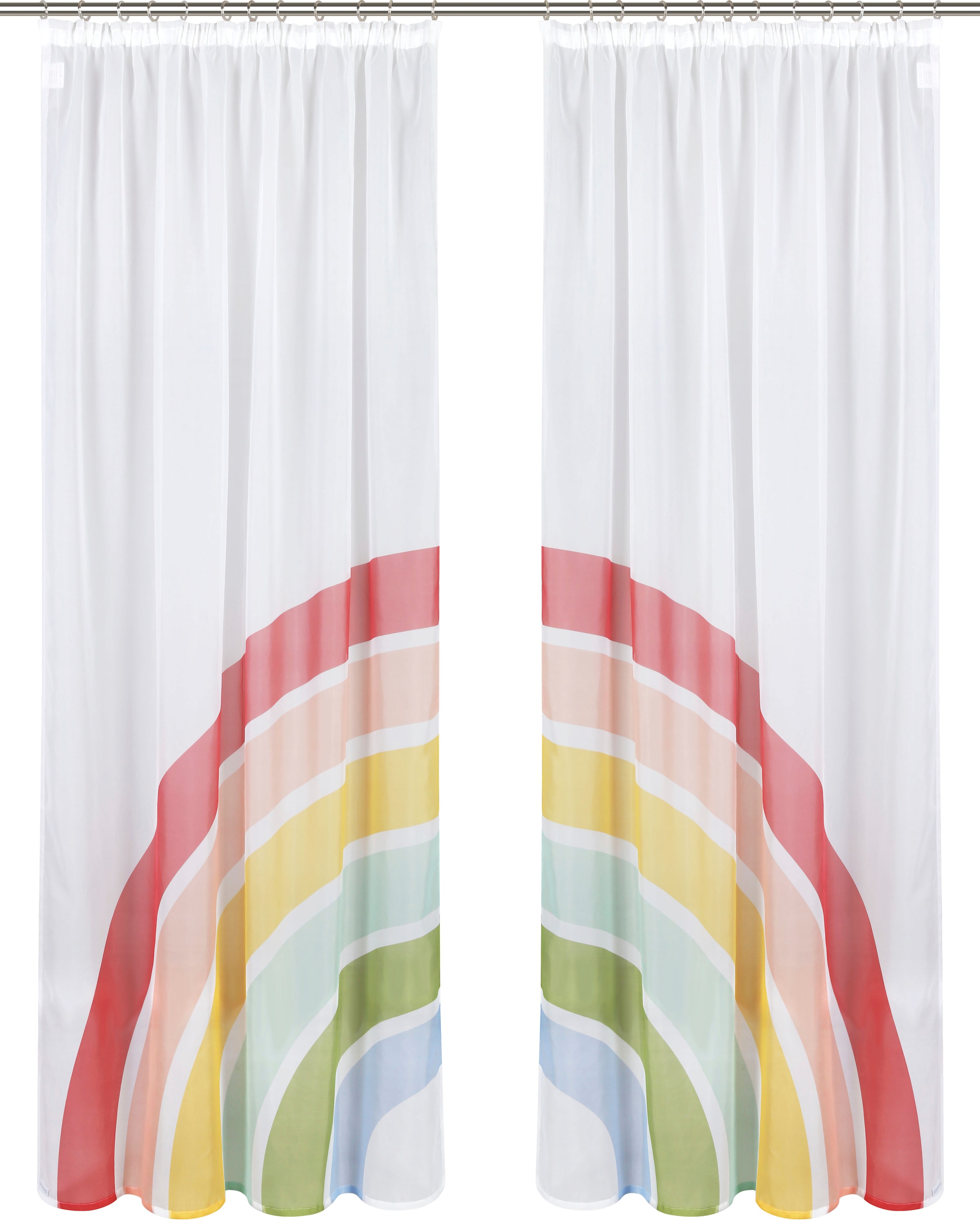 Lüttenhütt Gardine »Regenbogen«, (2 St.), Kindergardine, gewebt, bedruckt, verschiedene Größen, 2-er Set