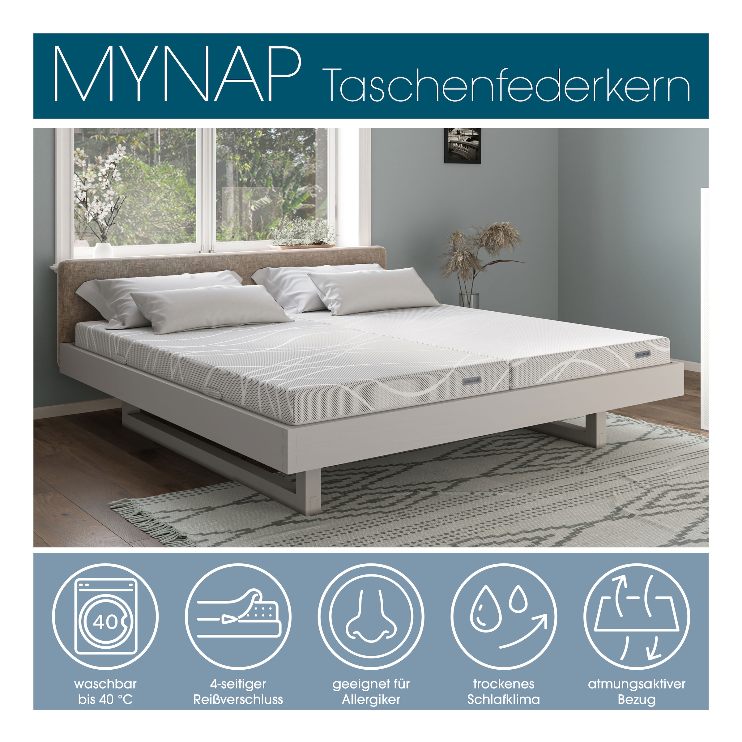 Schlaraffia Taschenfederkernmatratze »myNap Premium Matratze,Testsieger Stiftung Warentest 10/2023, Note 1,6« 19 cm hoch 500 Federn 1 Stk. tlg. Härtegrad 3, in 90x200 und weiteren Größen erhältlich!