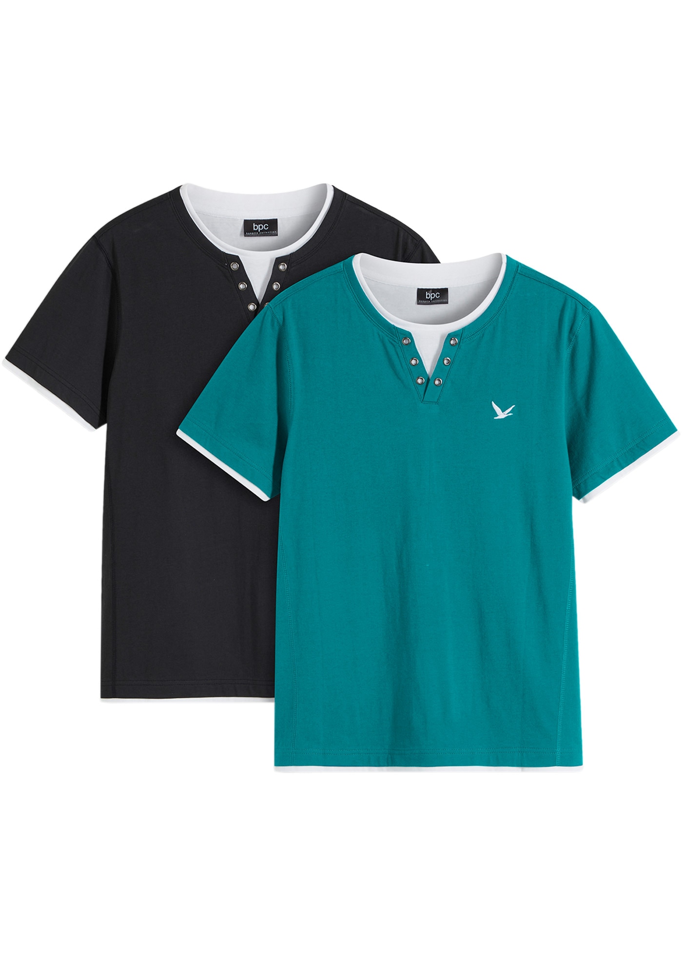 bonprix 2-in-1-Shirt »2 in 1 Shirt, Kurzarm (2er Pack)« Packung, 2, 2 Stk. 2 in 1 Shirt, Kurzarm (2er Pack)