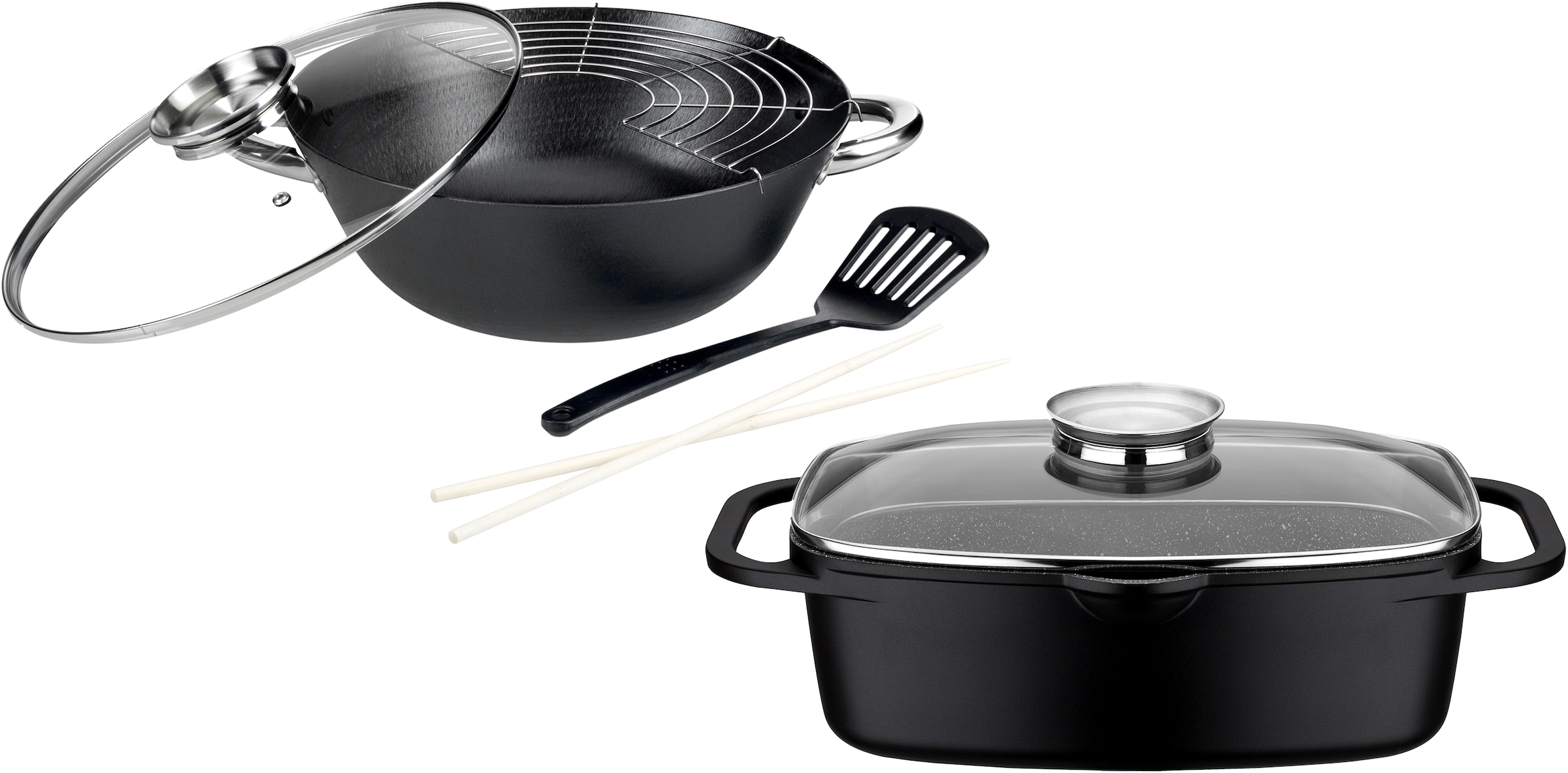 GSW Topf-Set (Set, Induktion XXL 3 tlg.), Gusseisen, mit Garantie Granit«, 4 »Gourmet Jahren