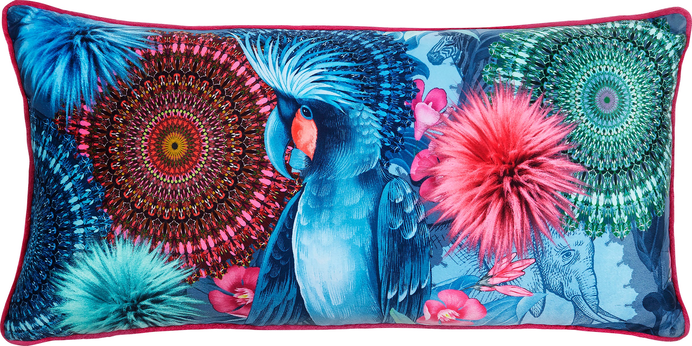hip Dekokissen »Ofelia«, Mit Füllung, 1 Stück, Biese, 30x60, Wendeoptik, Weich, Papagei, Blau