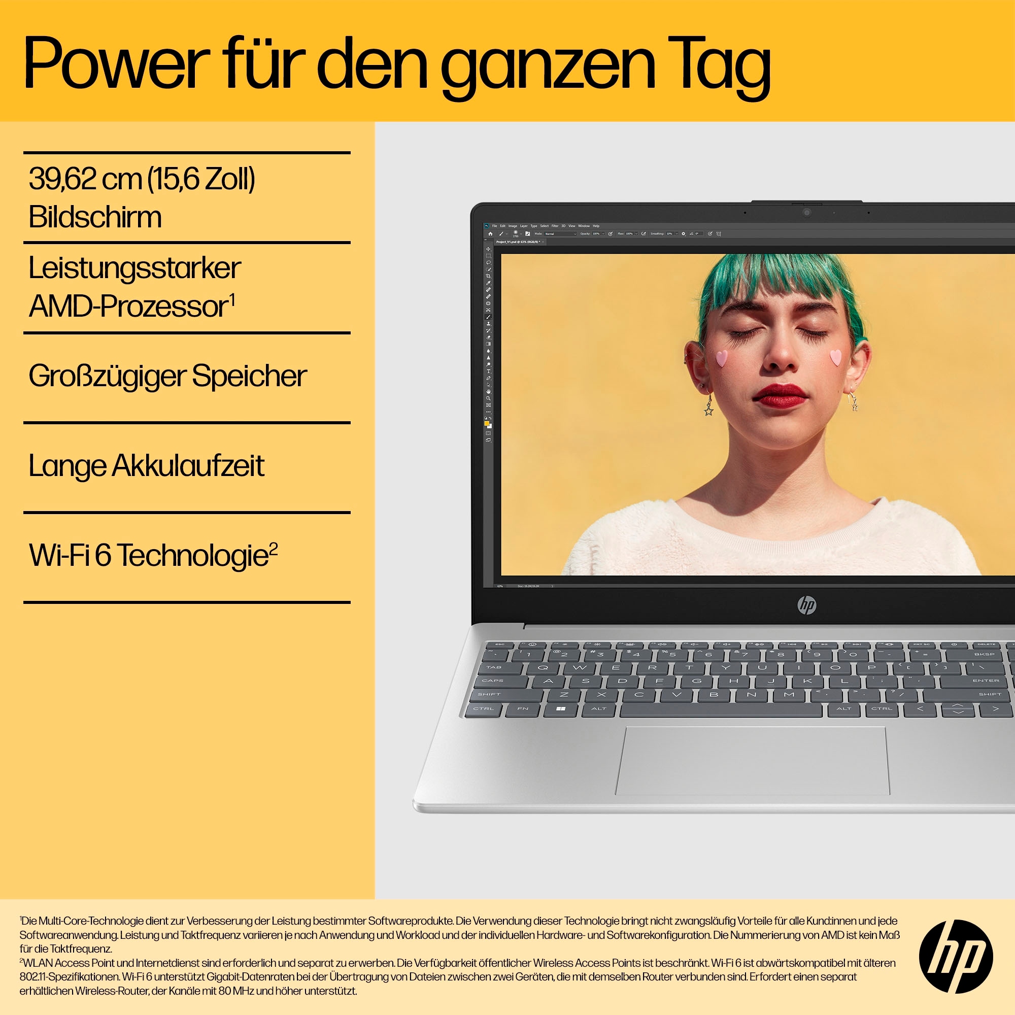 HP Notebook »15-fc0230ng«, 39,6 cm, / 15,6 Zoll, AMD, Ryzen 3, Radeon Graphics, 512 GB SSD