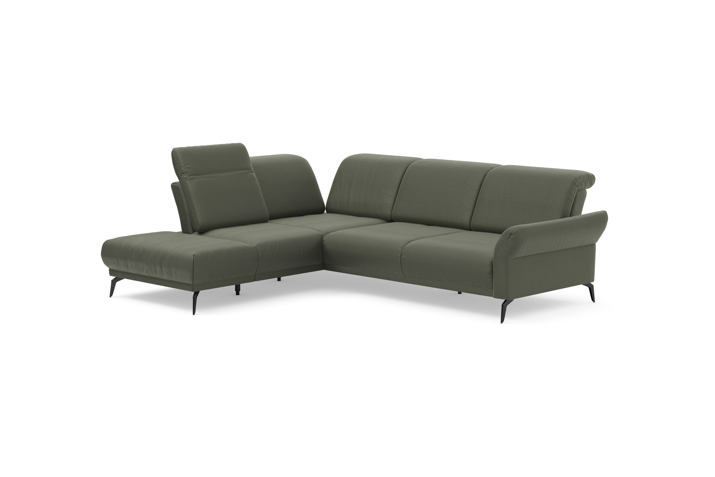 INOSIGN Ecksofa »Coco L-Form«, Sitztiefen-, Arm- und Kopfteilverstellung, Cord-Bezug, Fußhöhe 15 cm