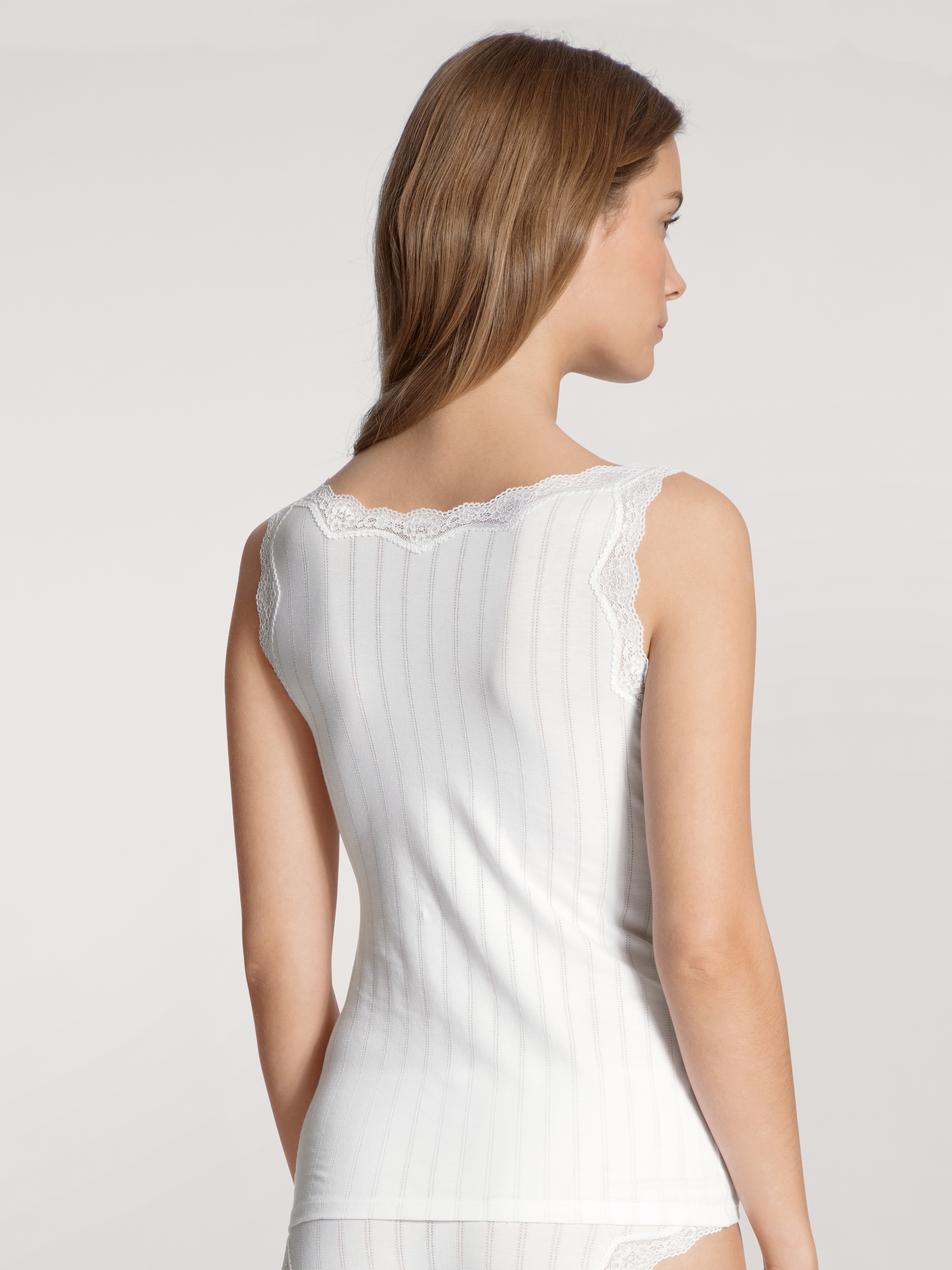 CALIDA Trägertop »Etude Toujours« zarte Spitze, Nadelstreifen-Design, Cotton-Mix, elastisch